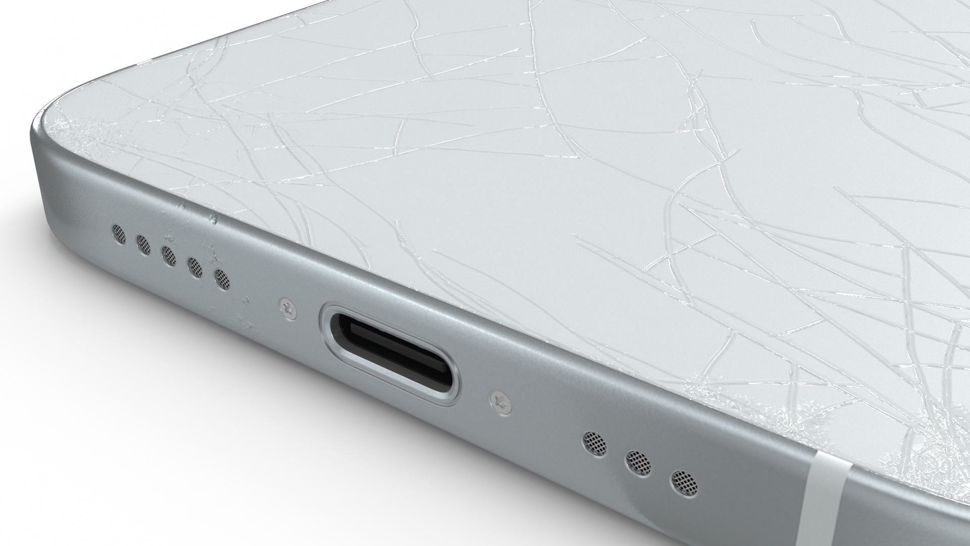 Blue IPhone 15 Plus Cracked 3D