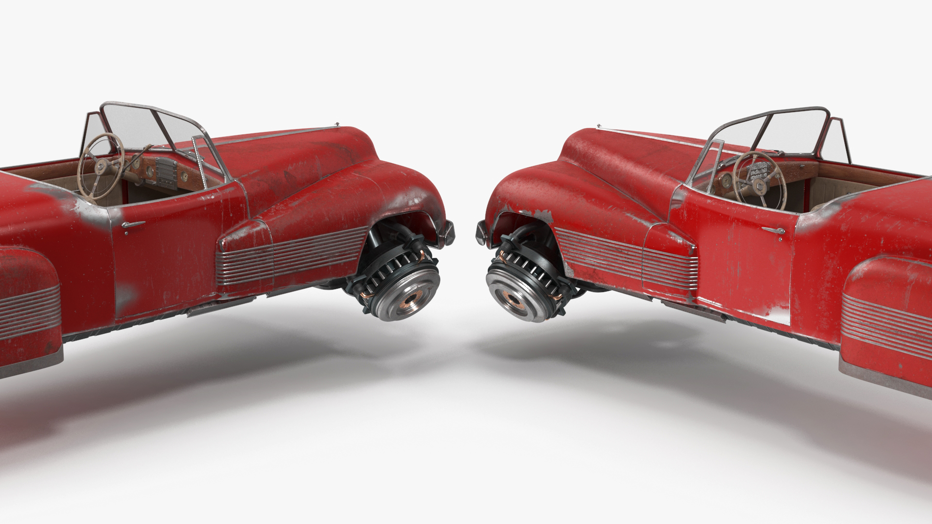 Retro Futuristic Aerocar Red Old 3D