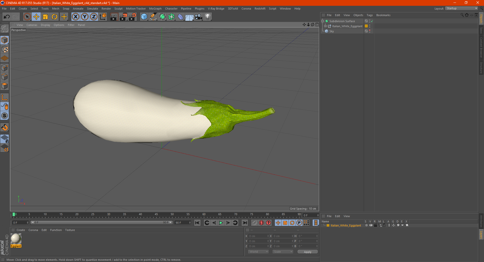 Italian White Eggplant 3D