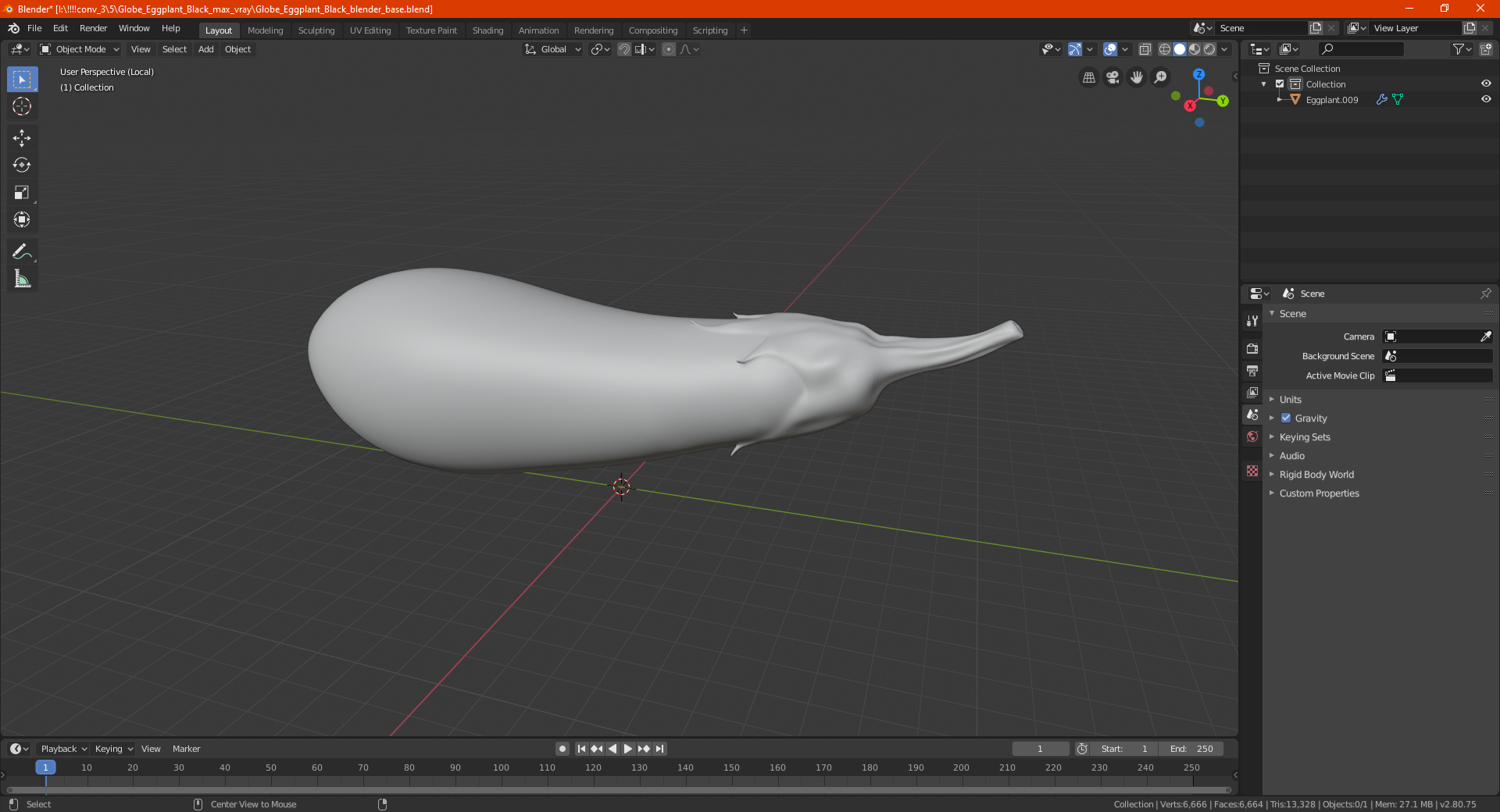 Italian White Eggplant 3D