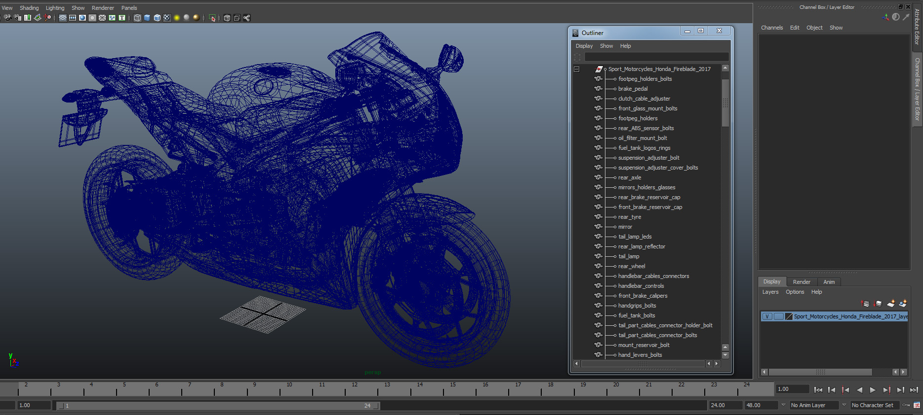 3D Sport Motorcycles Honda Fireblade 2017 model