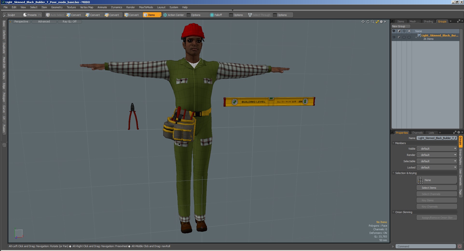 Light Skinned Black Builder T Pose 3D model