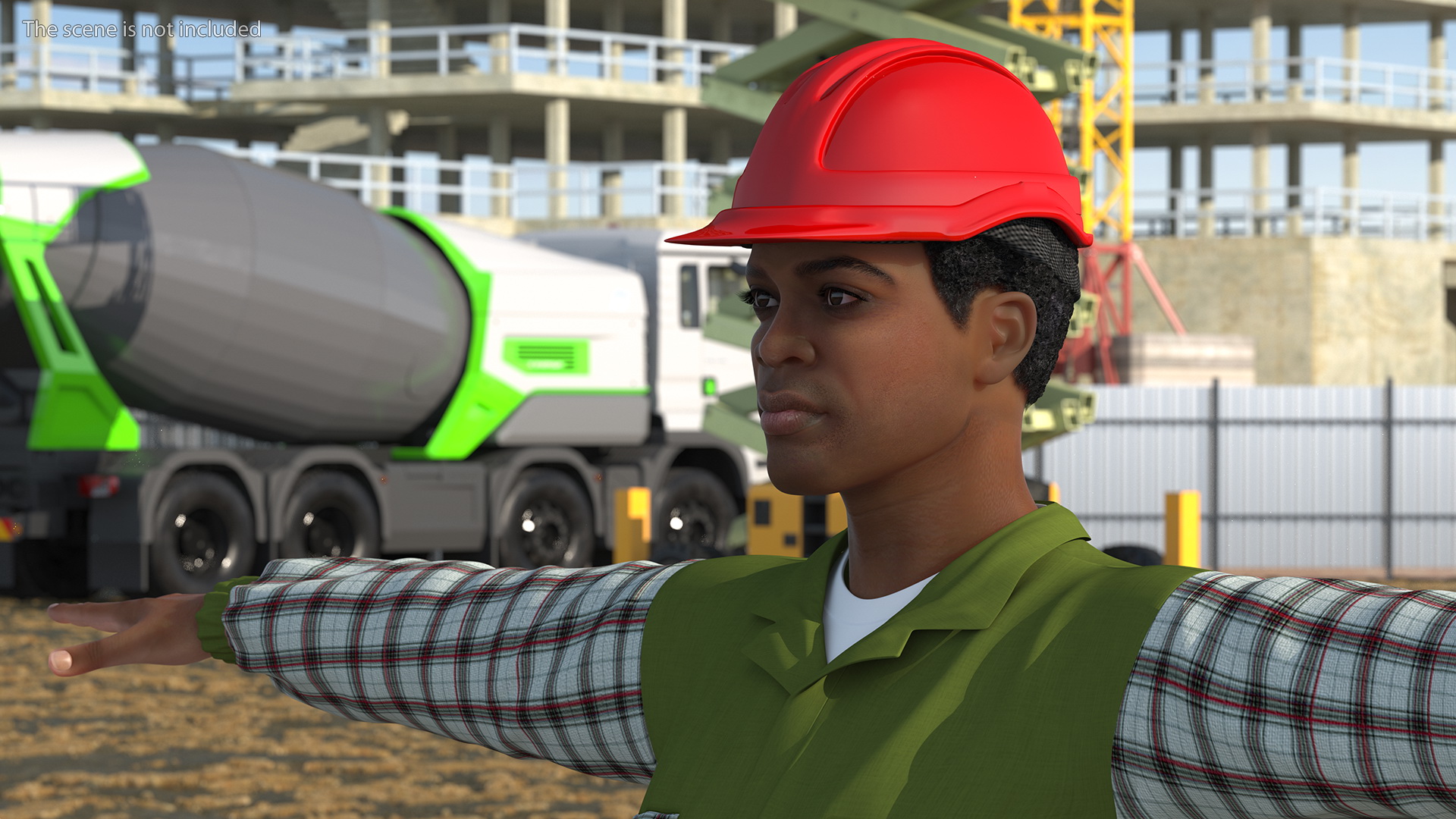 Light Skinned Black Builder T Pose 3D model