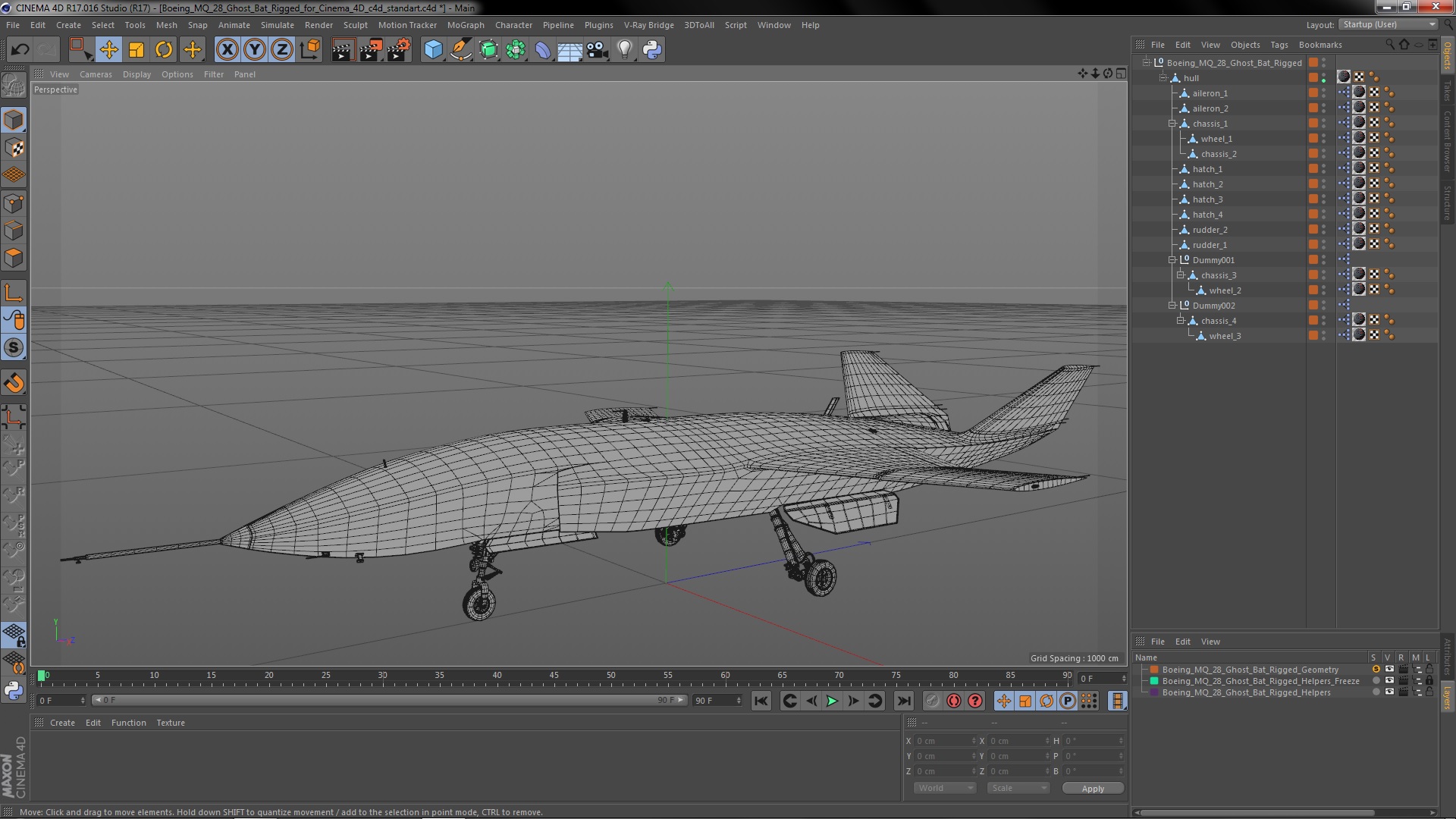 3D Boeing MQ-28 Ghost Bat Rigged for Cinema 4D model