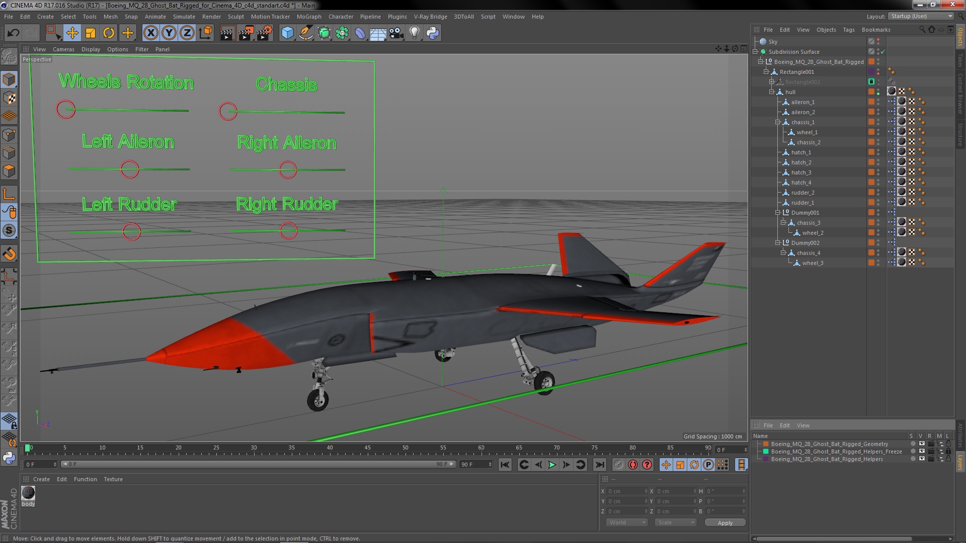 3D Boeing MQ-28 Ghost Bat Rigged for Cinema 4D model