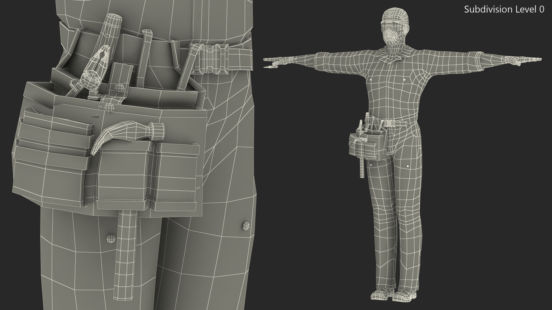 3D Dark Skin Black Man Electrician T Pose model