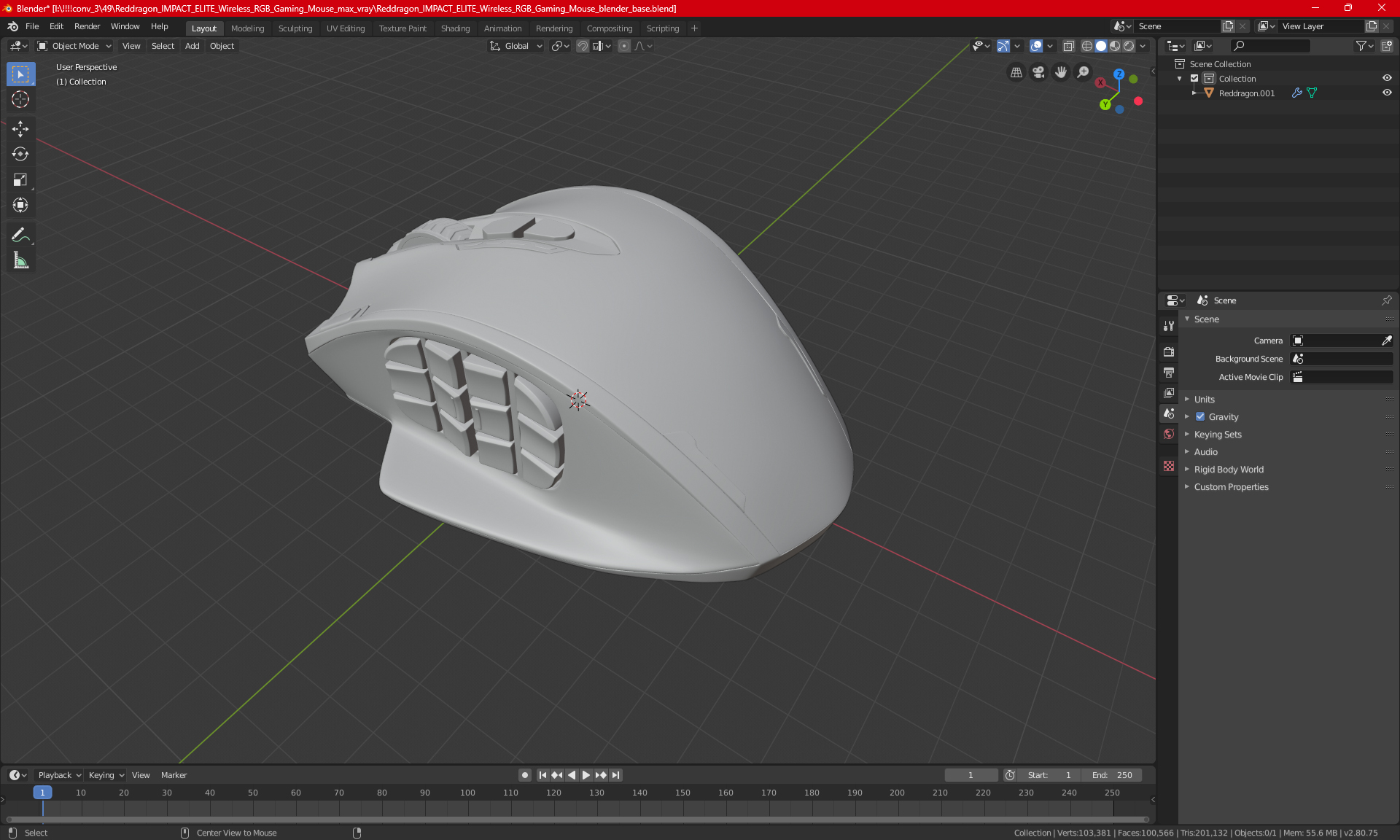 Wireless Gaming Mouse Reddragon IMPACT ELITE 3D model