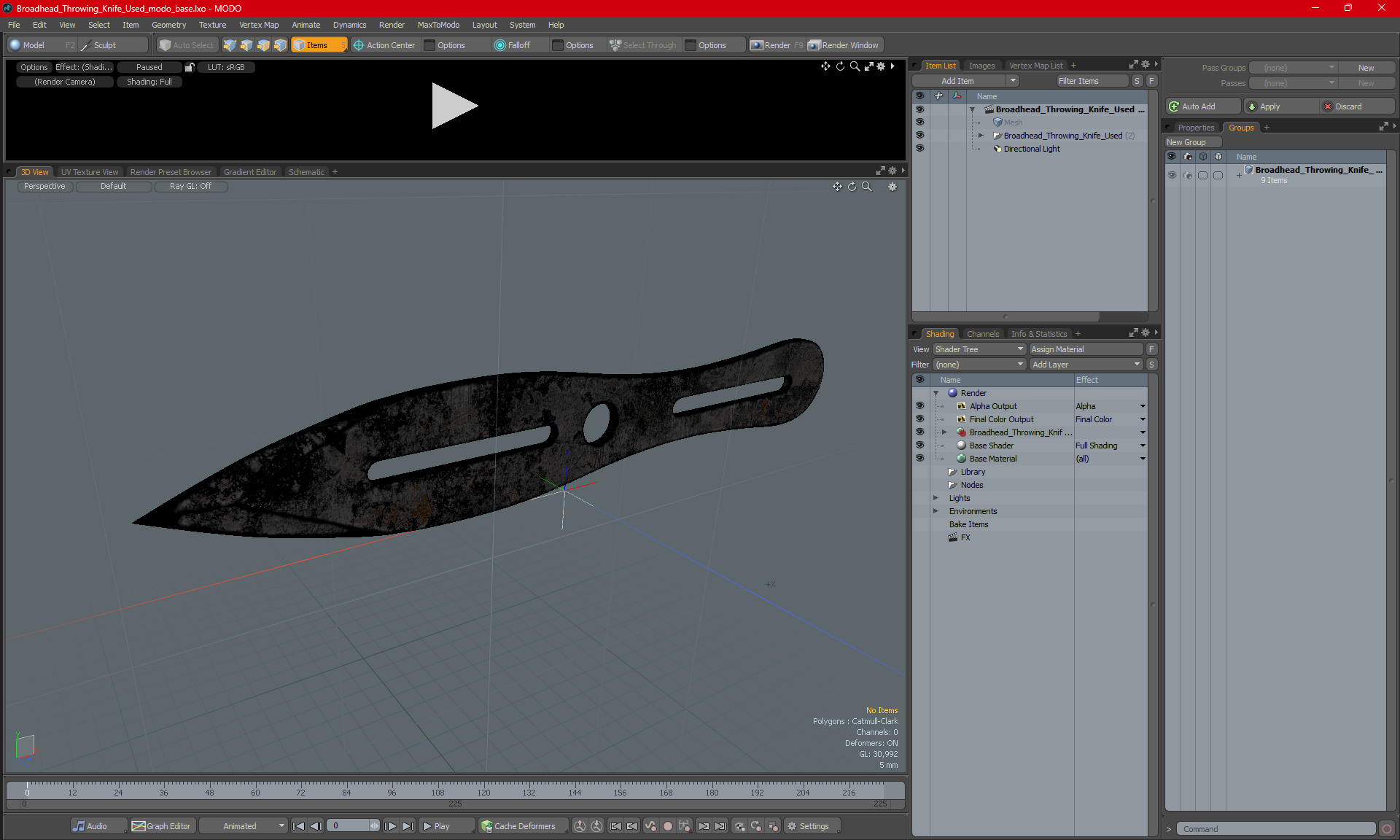 Broadhead Throwing Knife Used 3D model