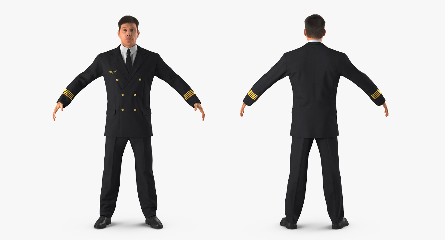 Airline Pilot with Fur Rigged 3D model