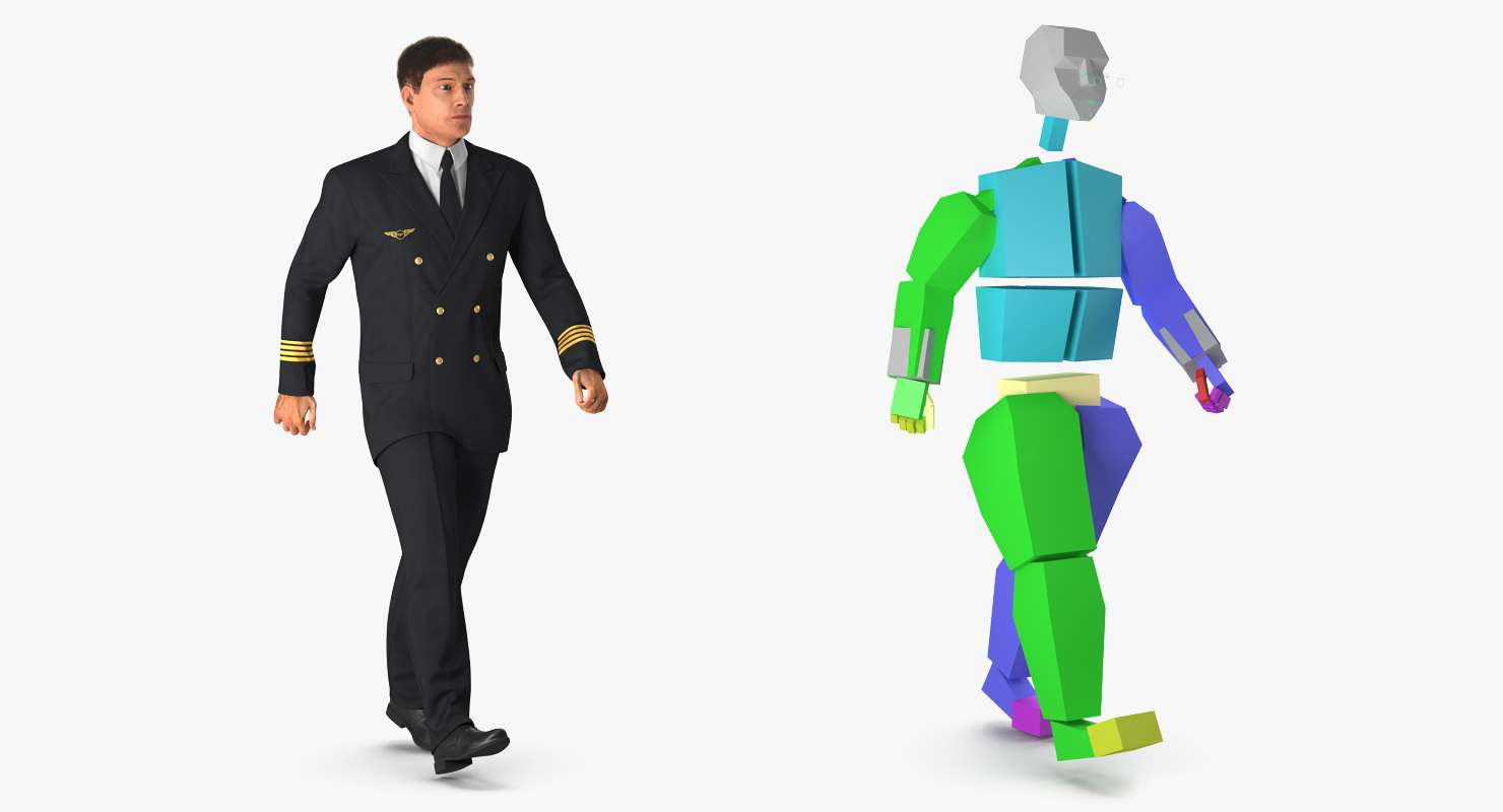 Airline Pilot with Fur Rigged 3D model