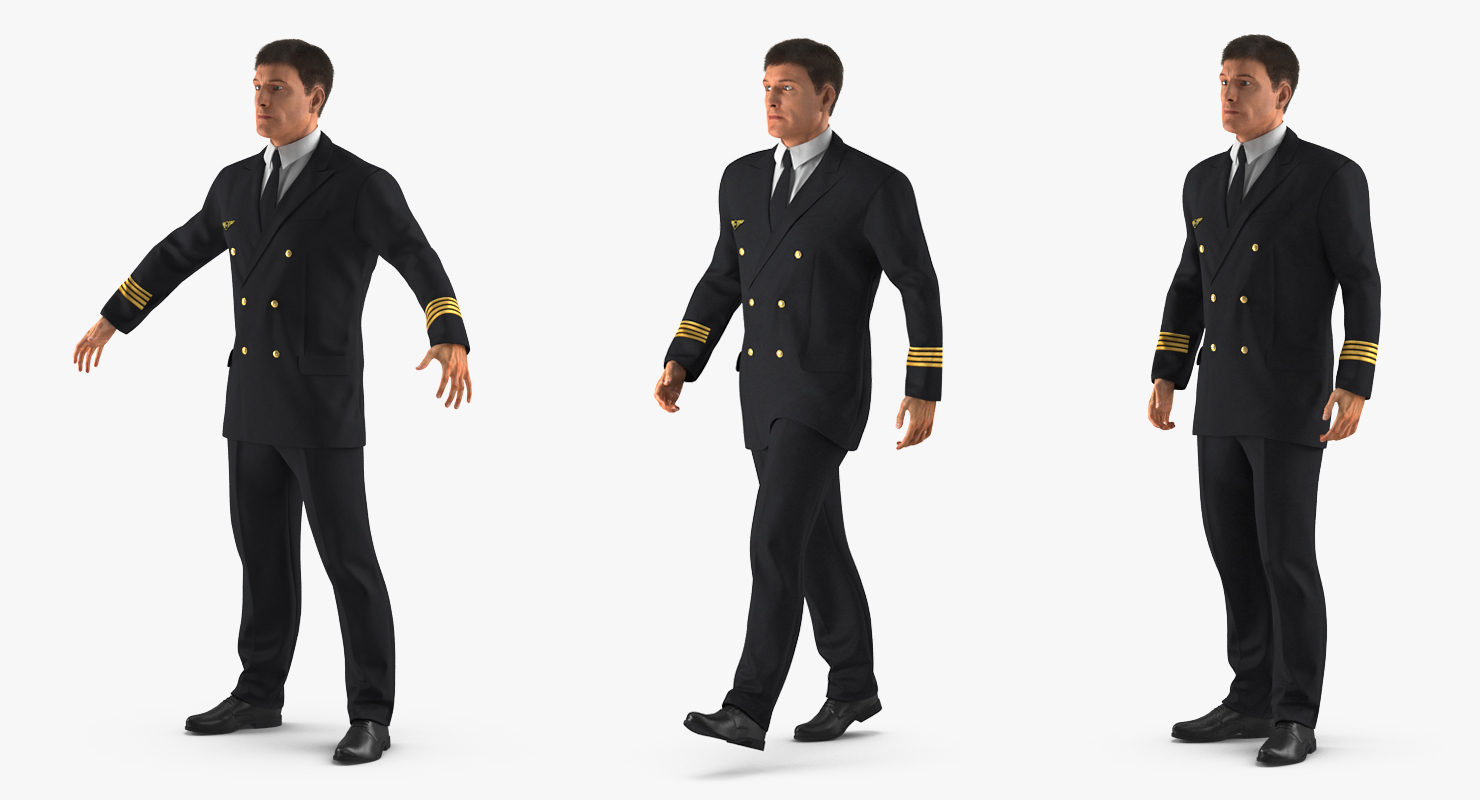 Airline Pilot with Fur Rigged 3D model