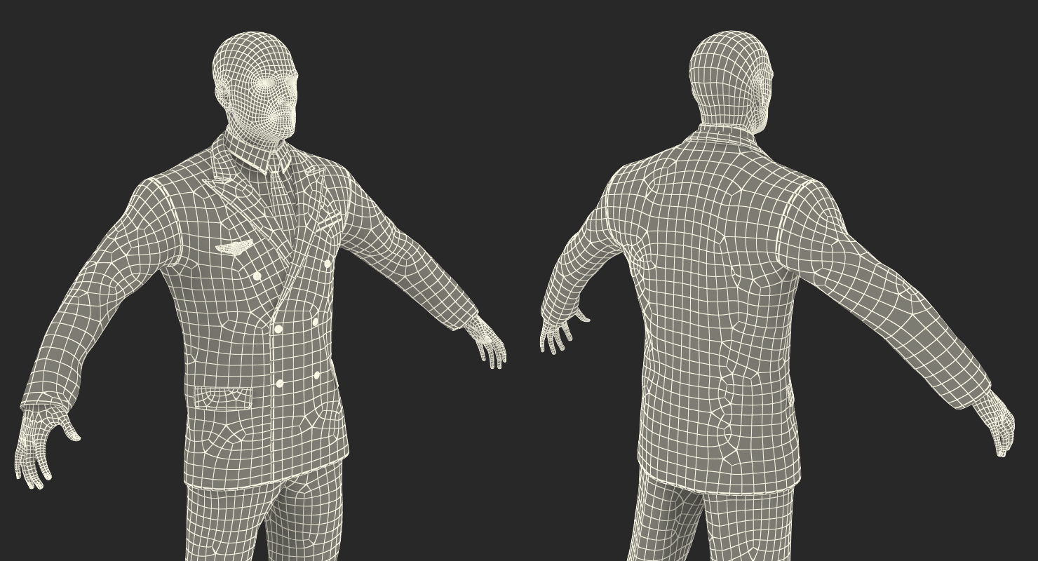 Airline Pilot with Fur Rigged 3D model