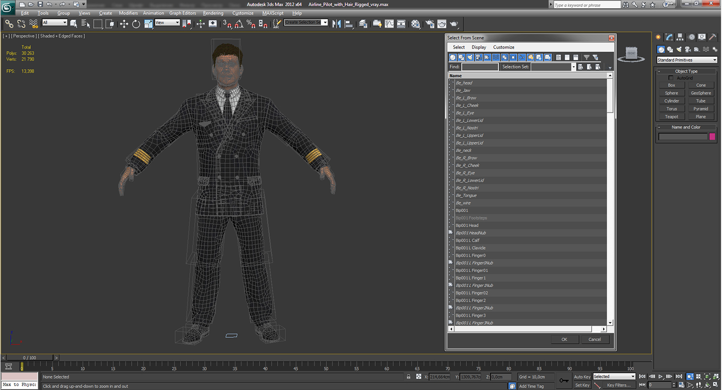 Airline Pilot with Fur Rigged 3D model