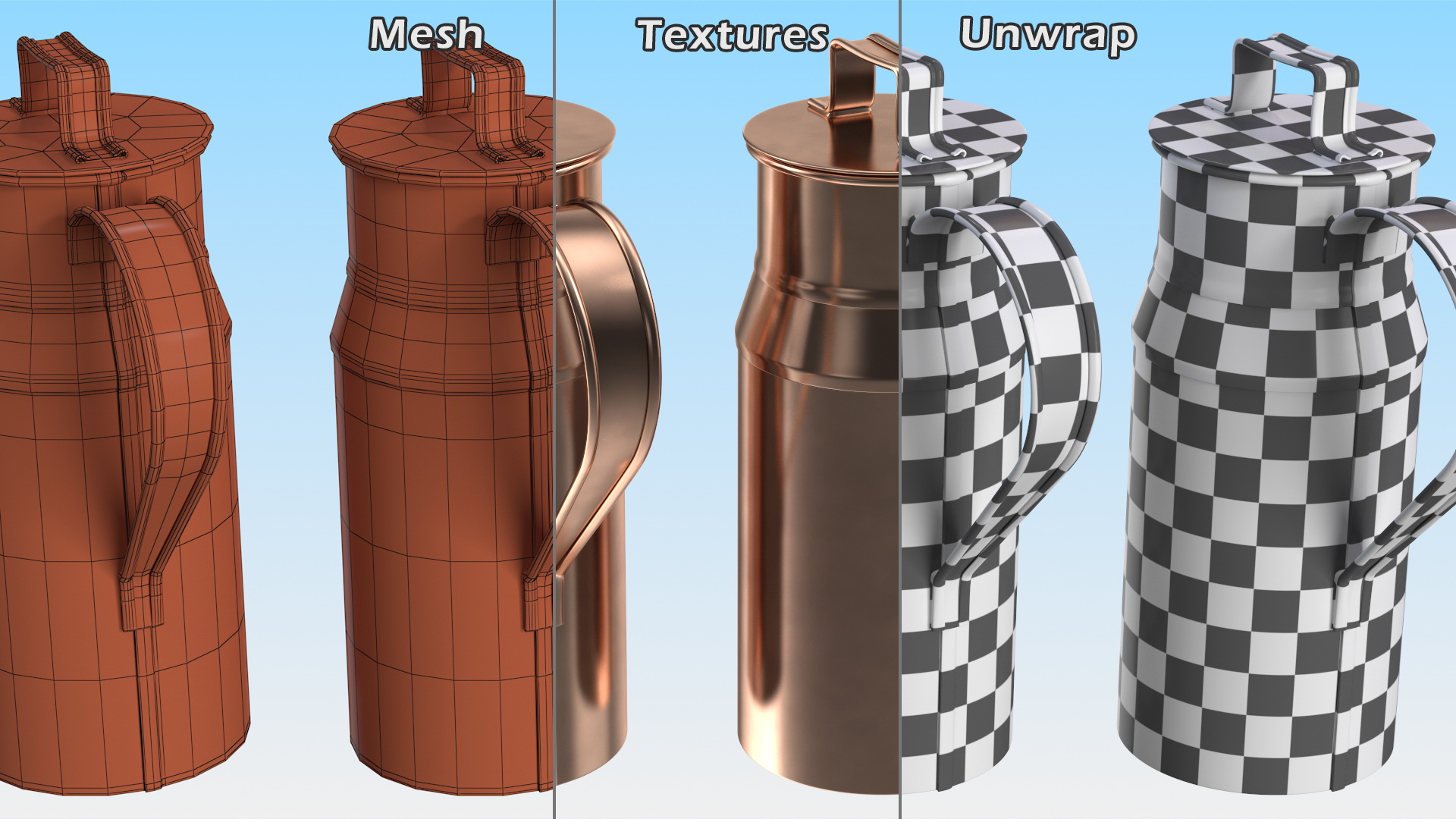 3D Vintage Copper Milk Can model