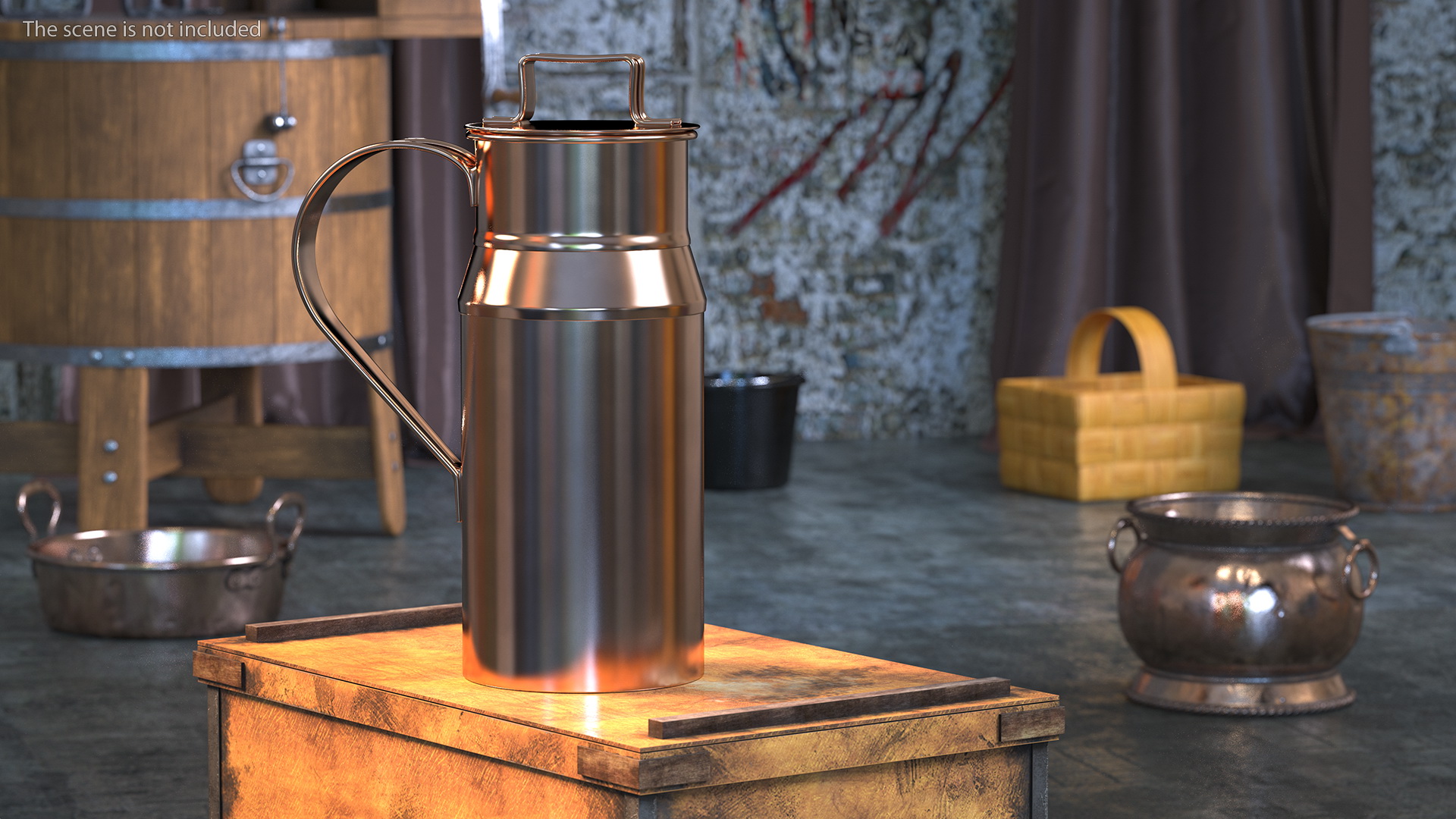 3D Vintage Copper Milk Can model