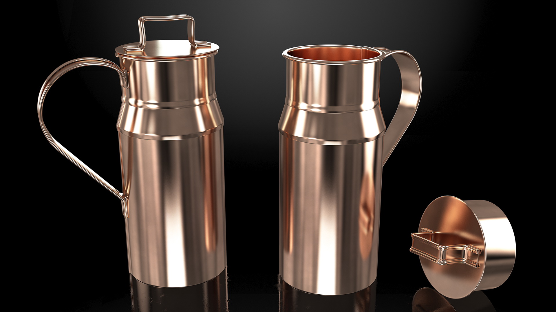 3D Vintage Copper Milk Can model