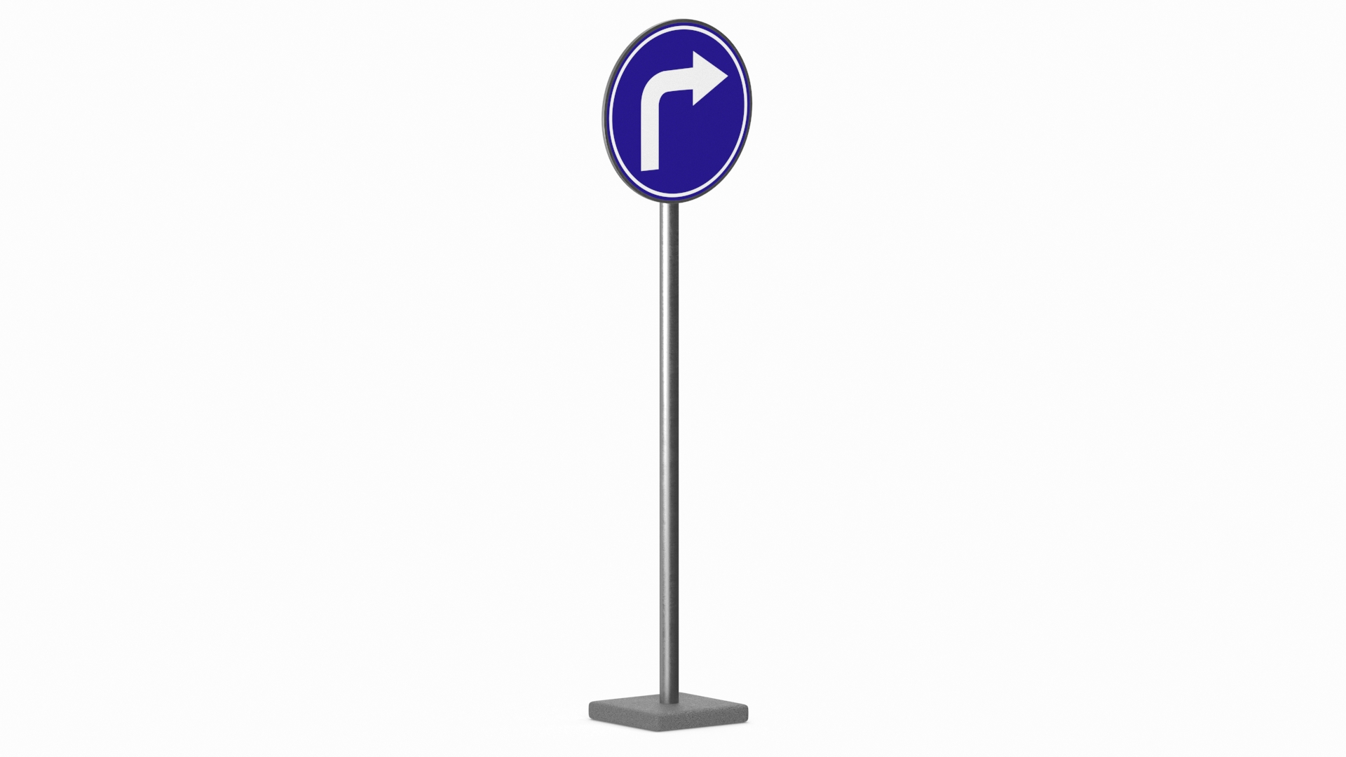 3D Road Sign Turn Right Ahead