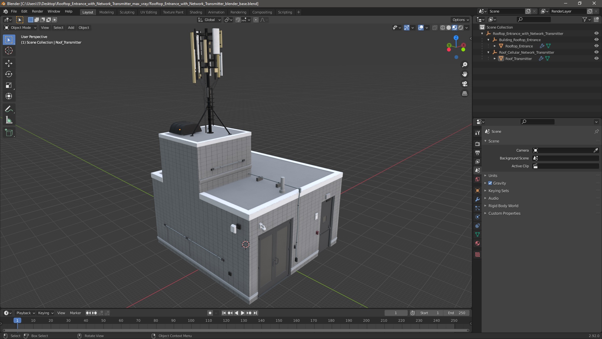 3D Rooftop Entrance with Network Transmitter