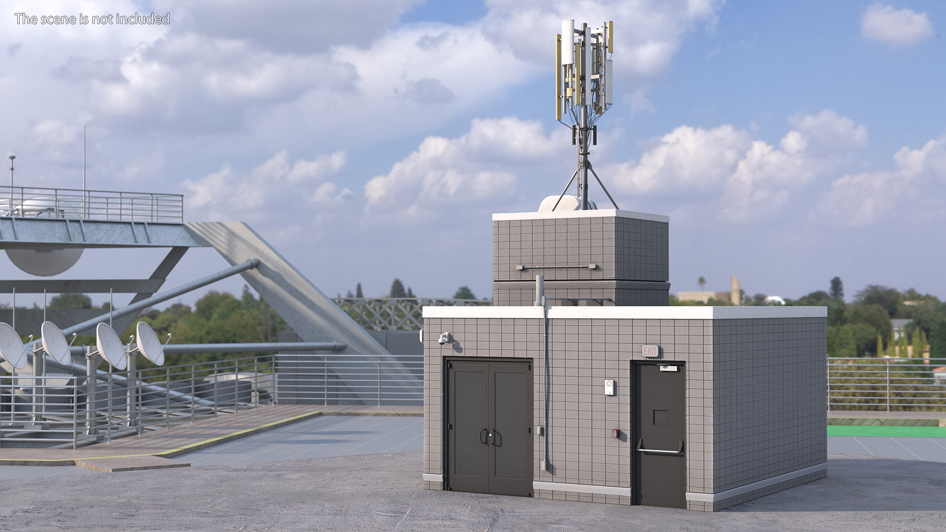 3D Rooftop Entrance with Network Transmitter