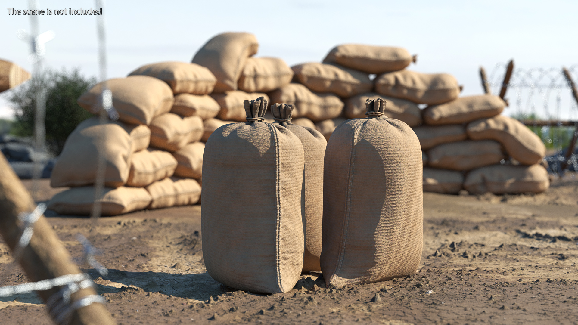 3D Standing Military Sandbags