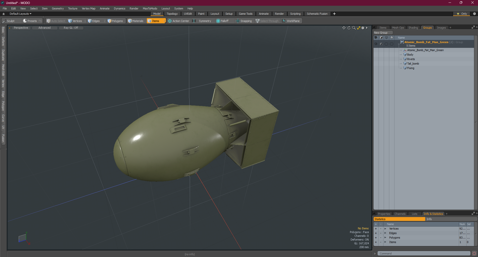 3D model Atomic Bomb Fat Man Green