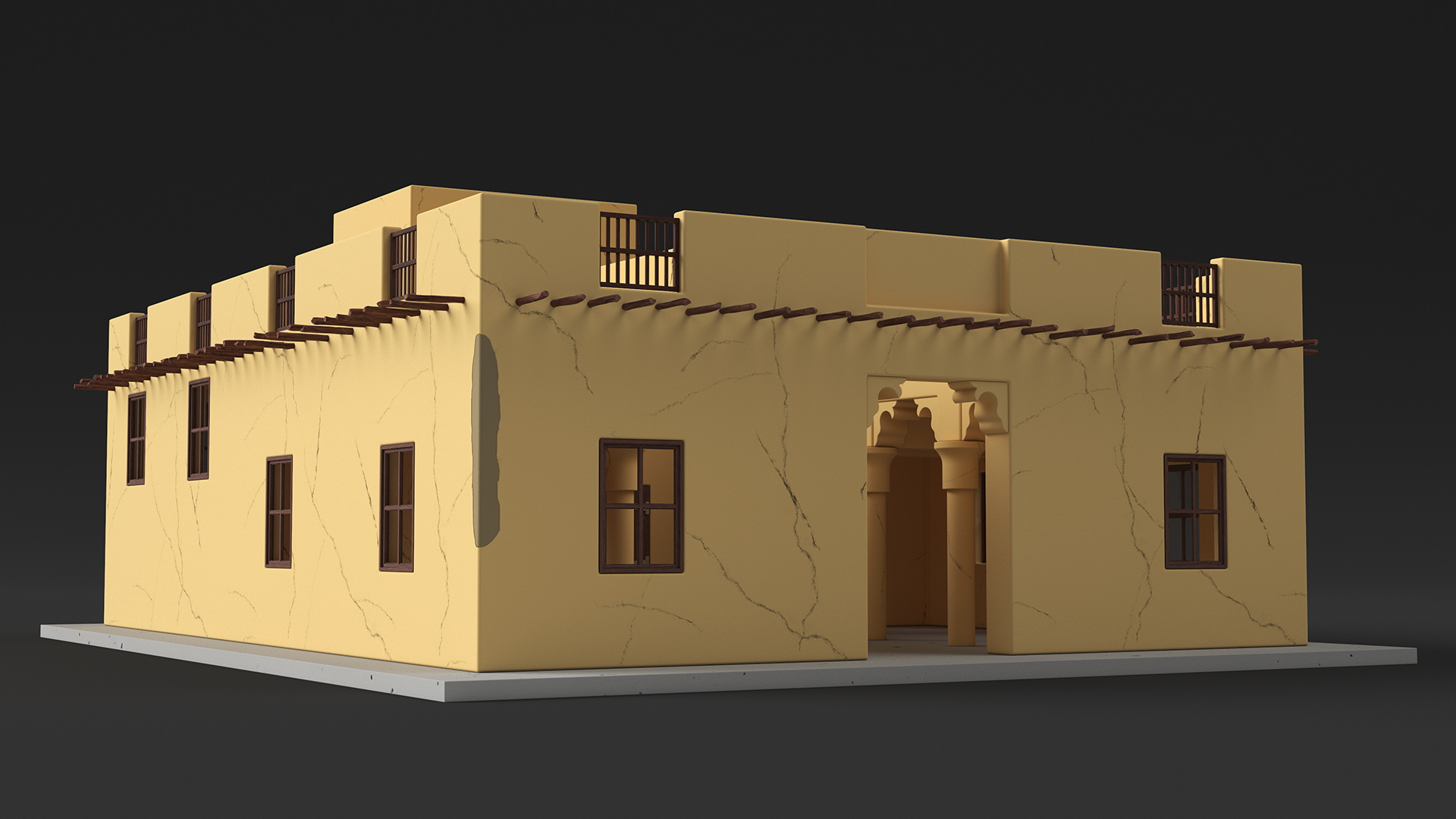 3D model Cartoon Arab House with a Courtyard