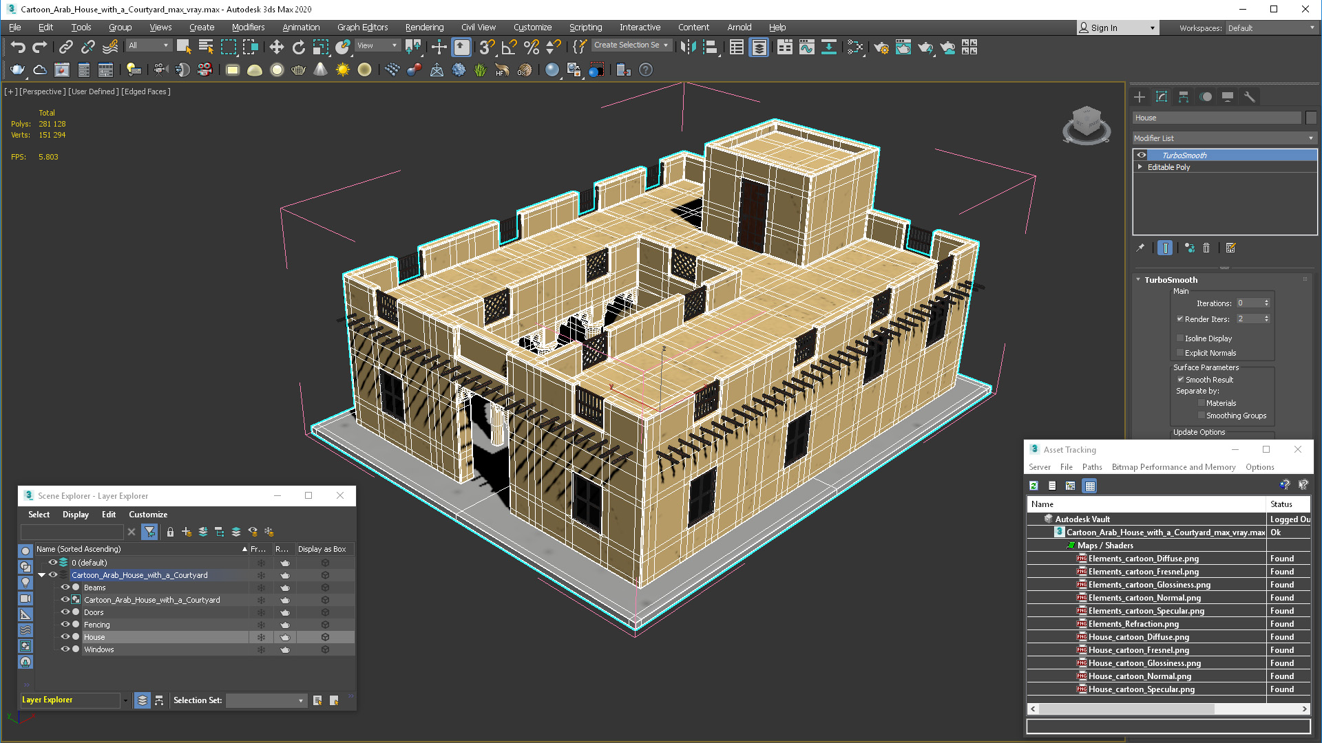 3D model Cartoon Arab House with a Courtyard