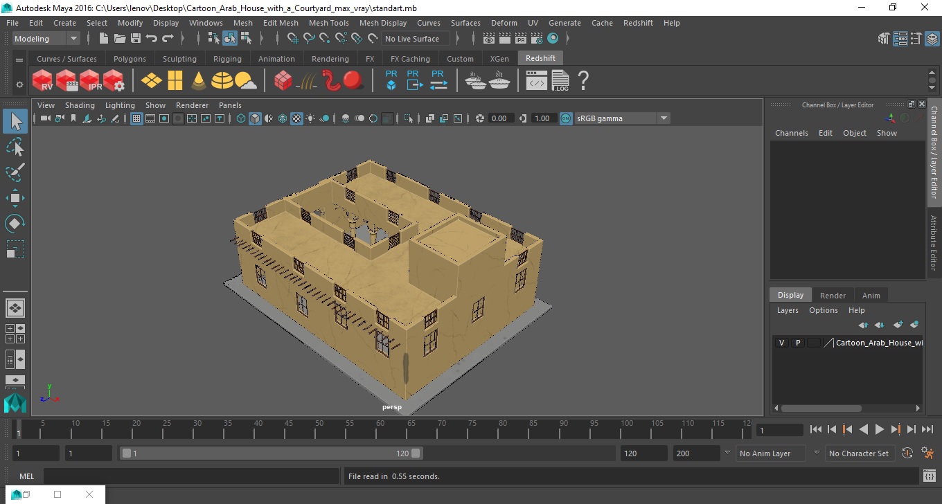 3D model Cartoon Arab House with a Courtyard