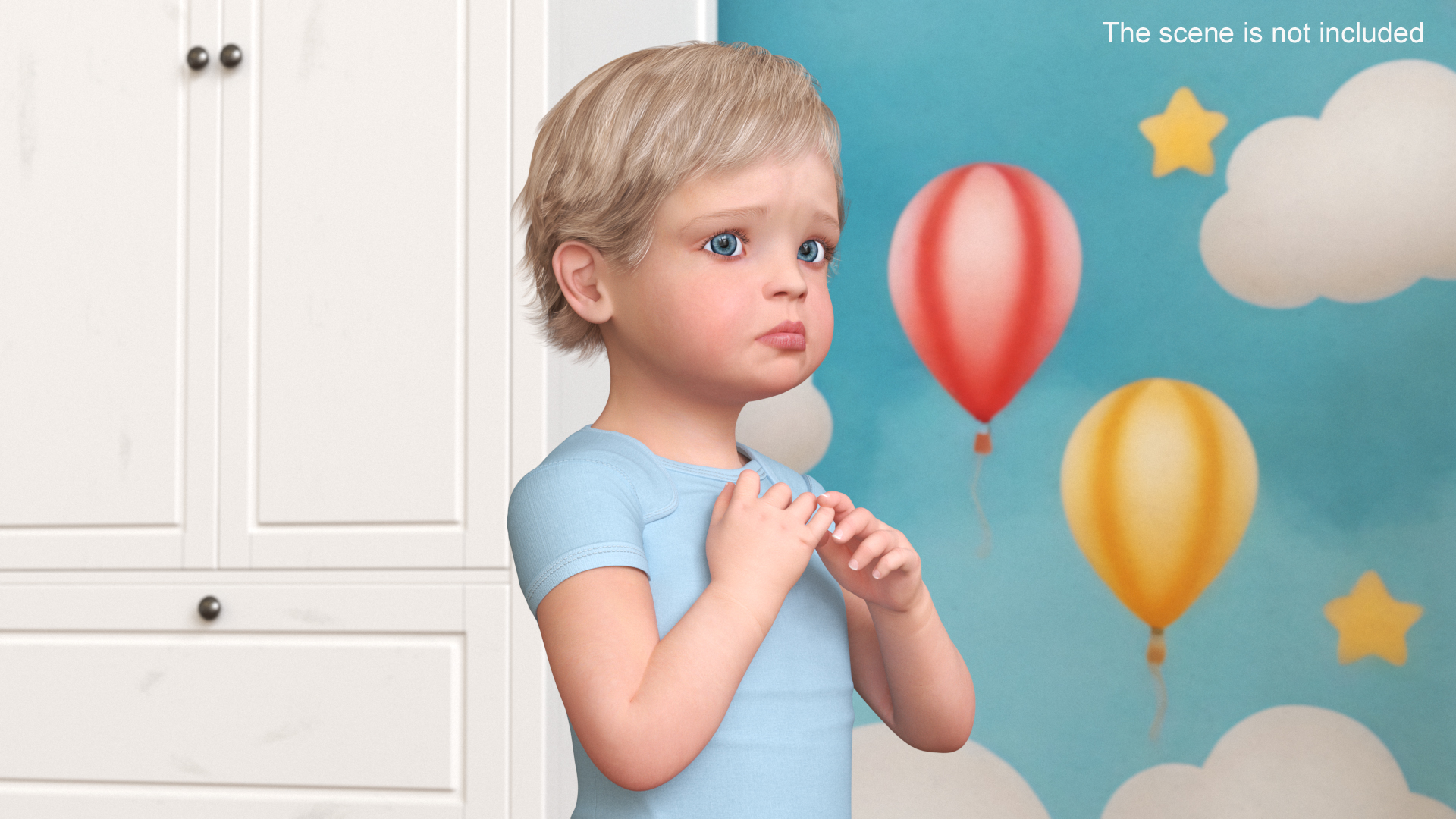 3D Toddler in Bodysuit Standing Pose model
