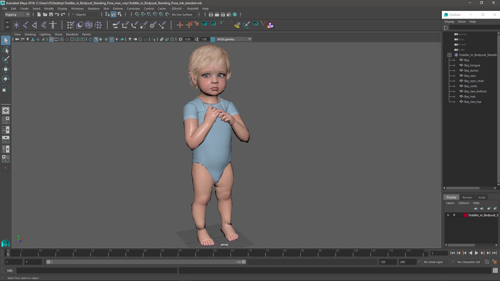 3D Toddler in Bodysuit Standing Pose model