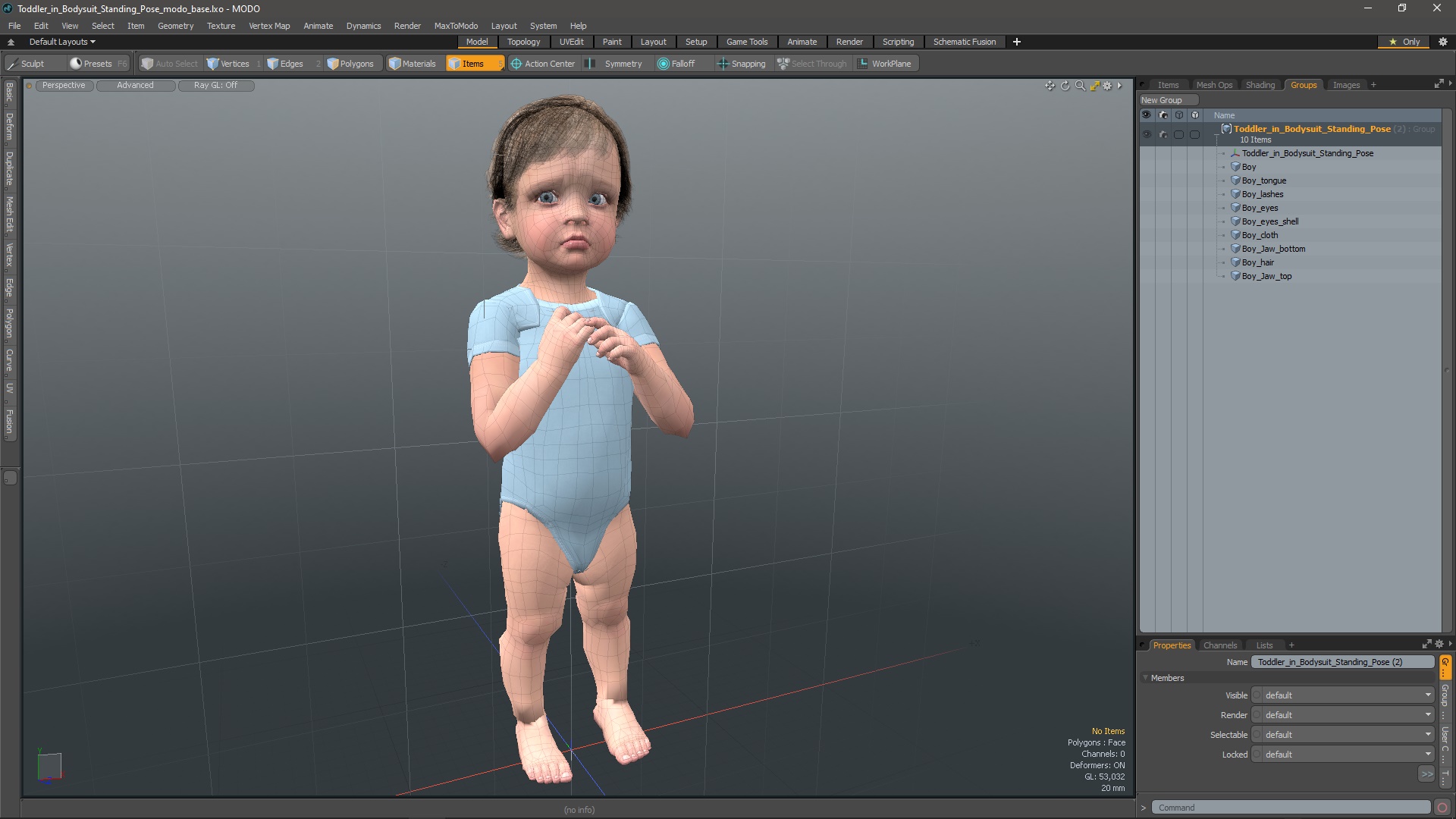 3D Toddler in Bodysuit Standing Pose model