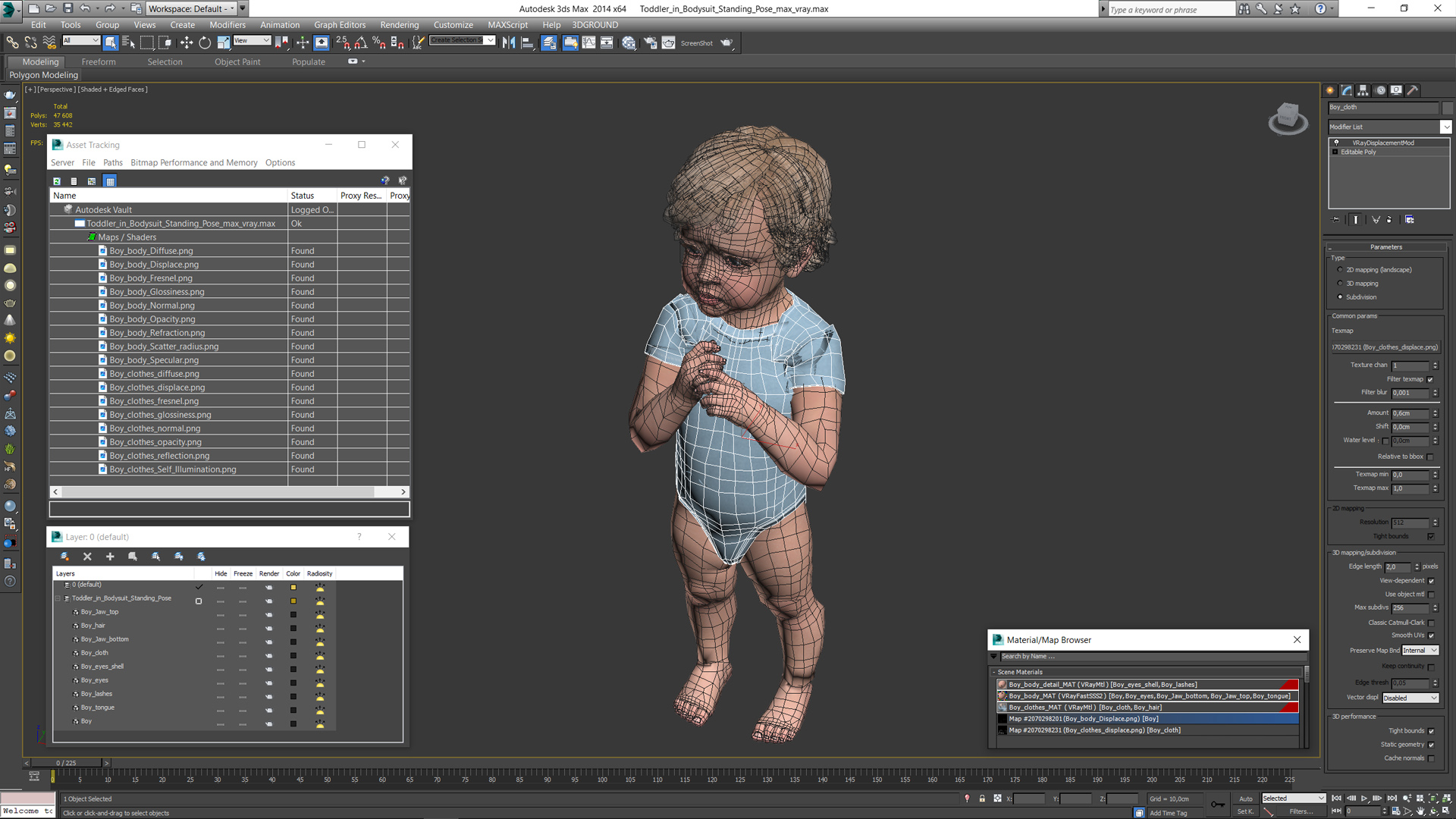 3D Toddler in Bodysuit Standing Pose model