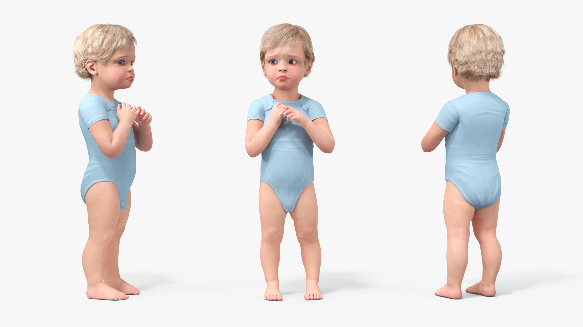 3D Toddler in Bodysuit Standing Pose model