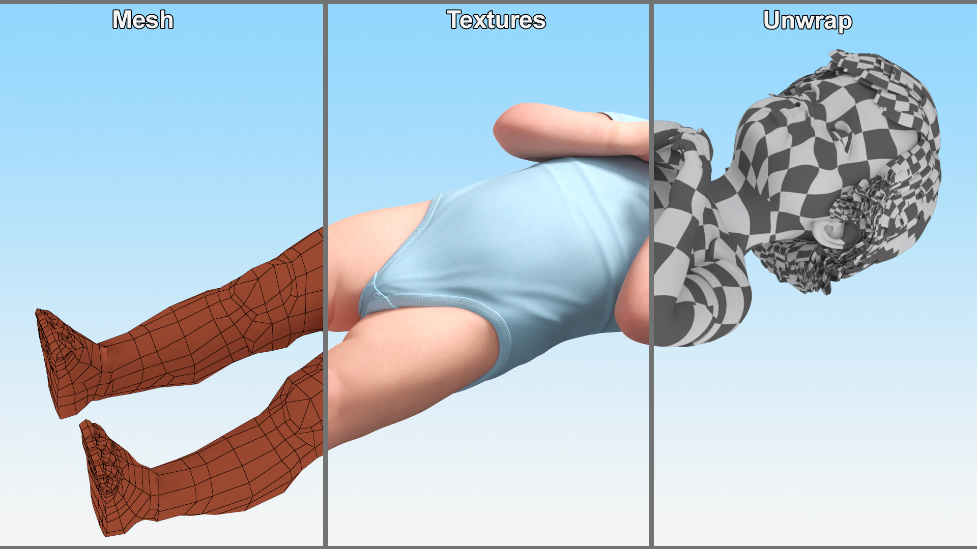 3D Toddler in Bodysuit Standing Pose model