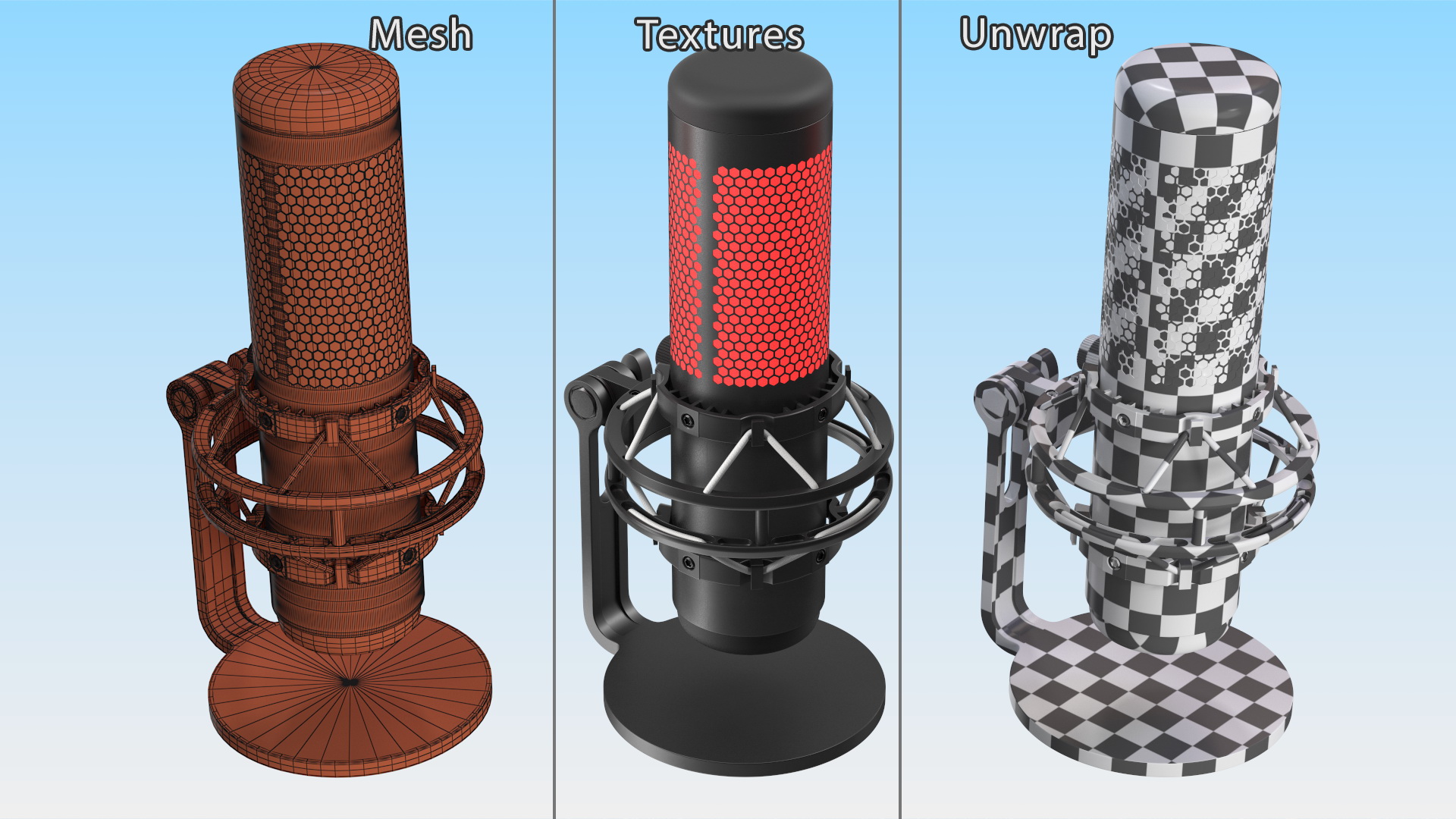 3D Gaming Microphone Black with RGB Light model