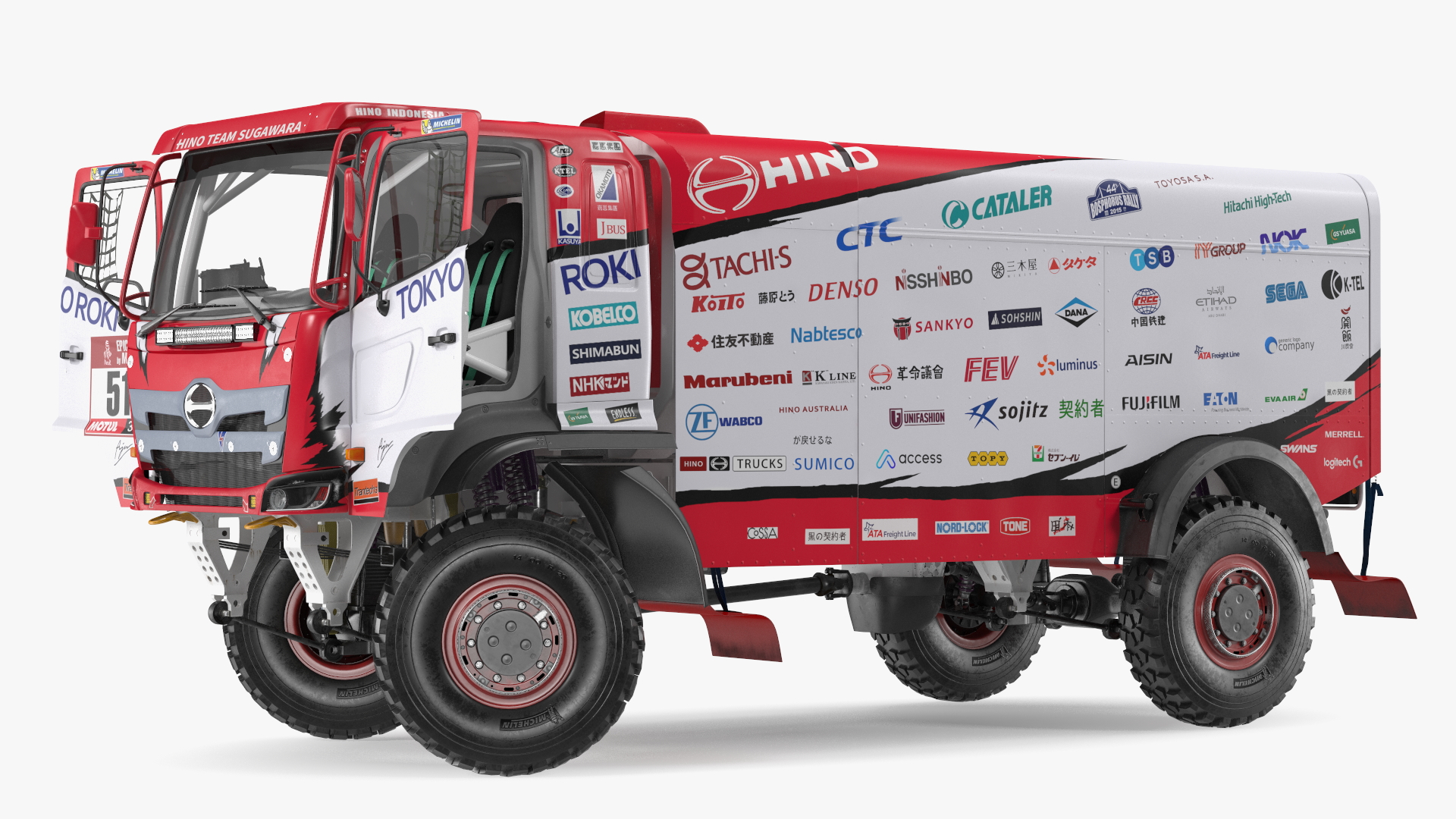 Hino Dakar Truck Rigged for Maya 3D