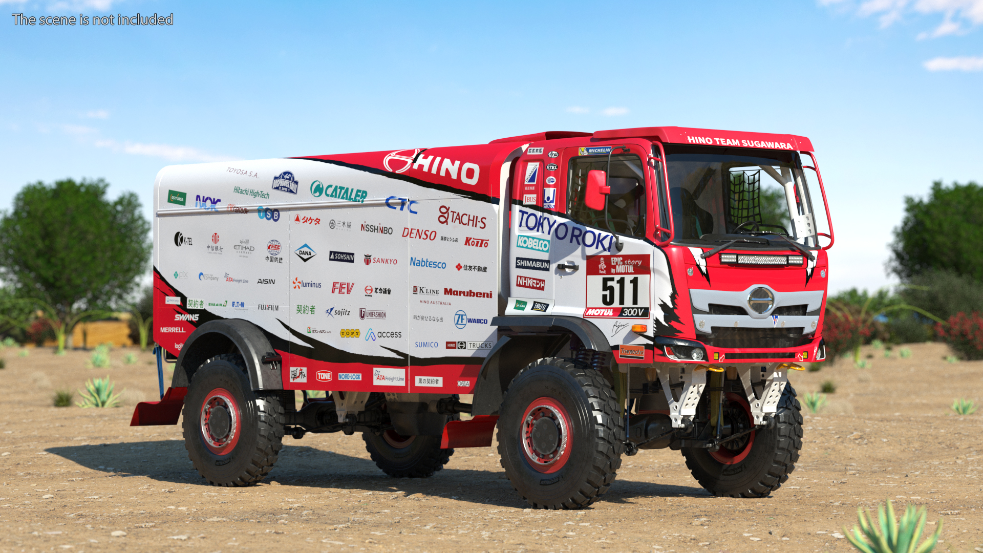 Hino Dakar Truck Rigged for Maya 3D
