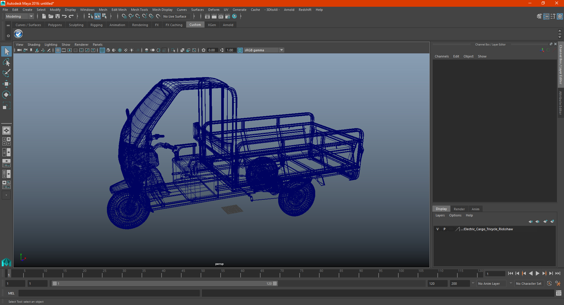 Electric Cargo Tricycle Rickshaw 3D