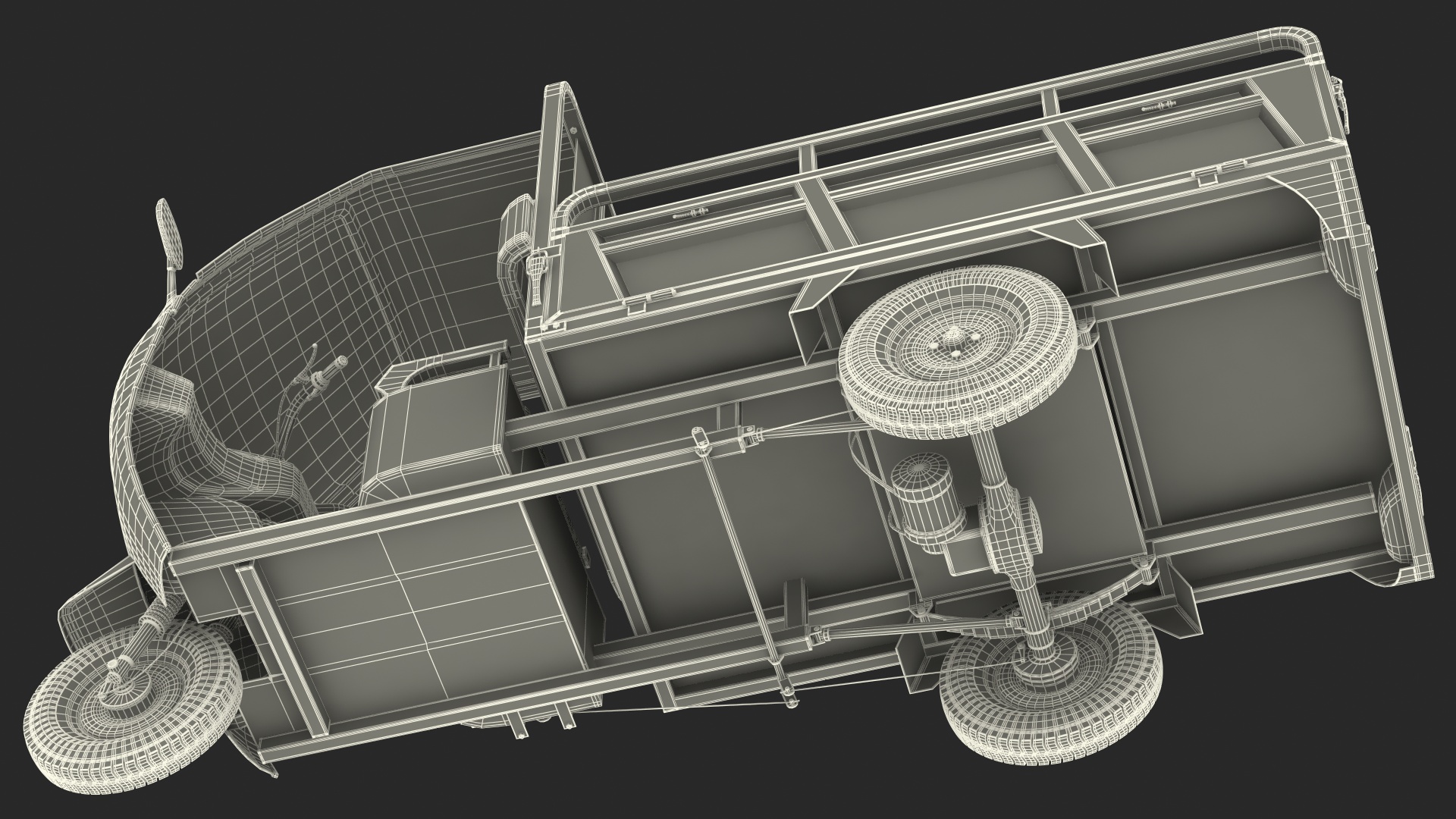 Electric Cargo Tricycle Rickshaw 3D