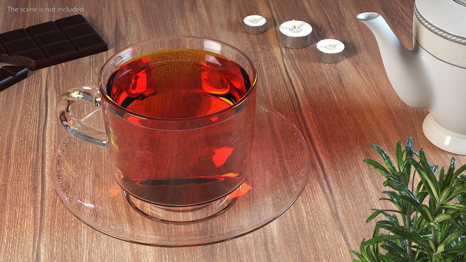 3D Large Cup with Saucer Full of Tea model
