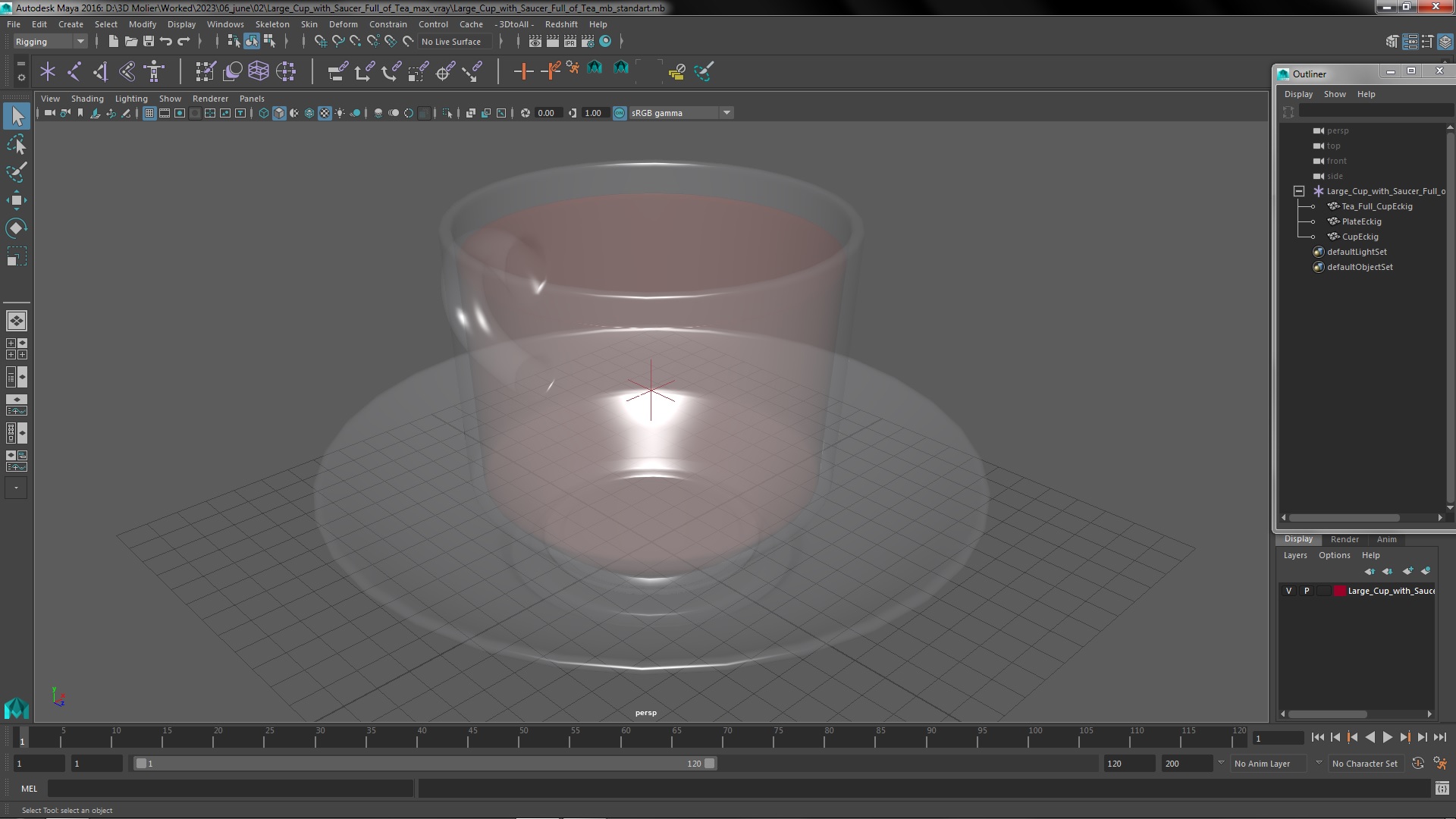 3D Large Cup with Saucer Full of Tea model