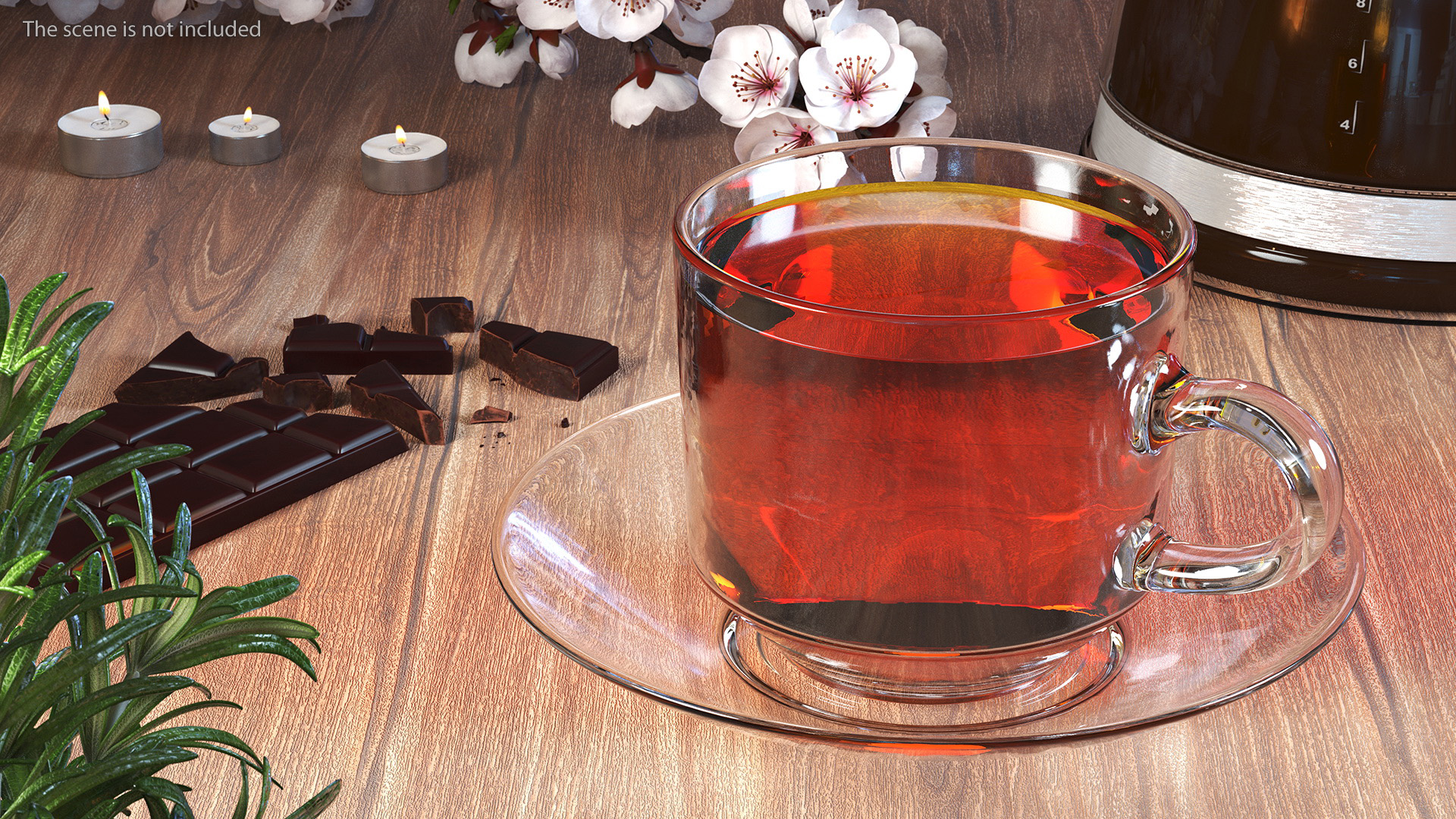3D Large Cup with Saucer Full of Tea model