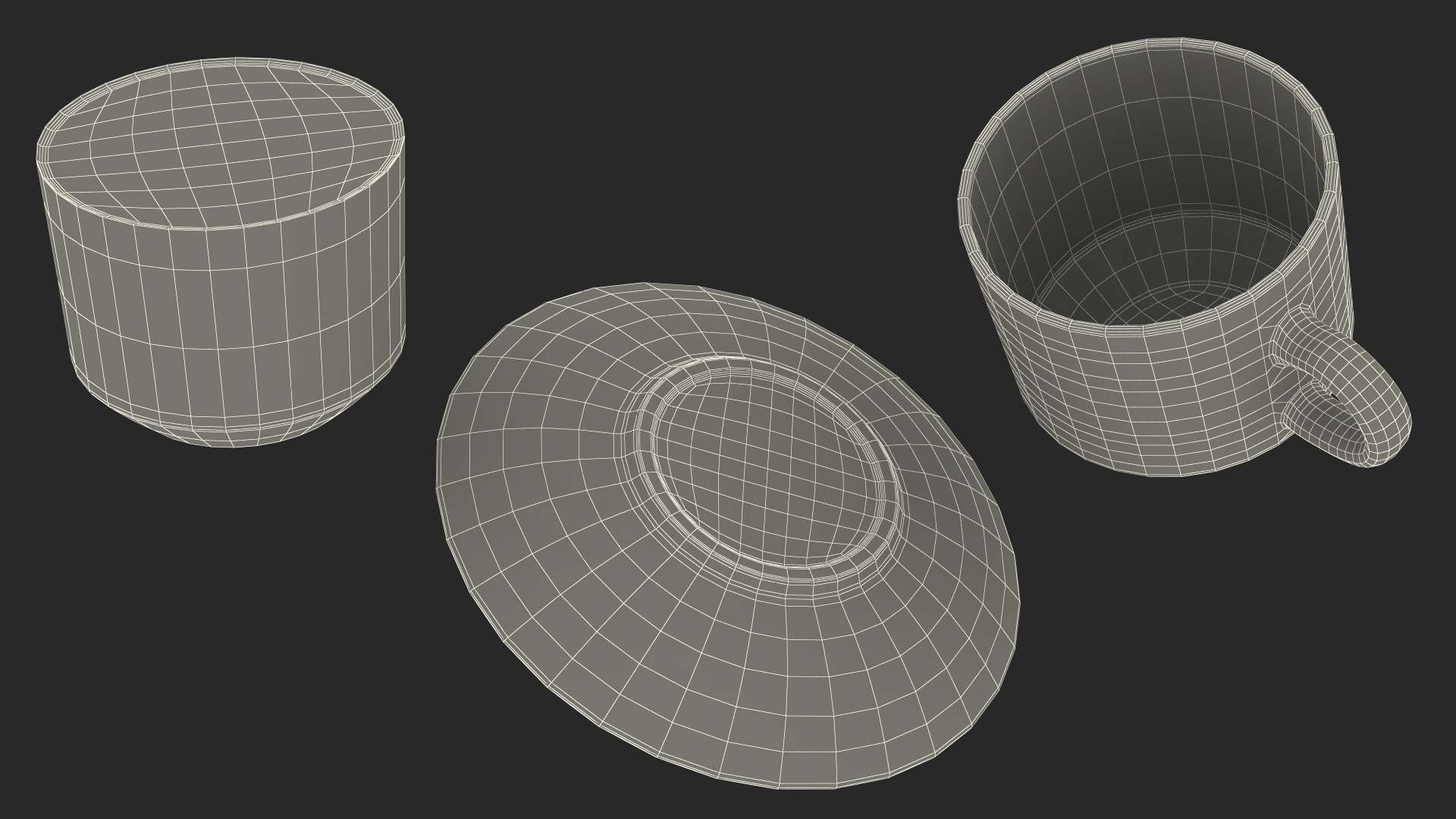 3D Large Cup with Saucer Full of Tea model