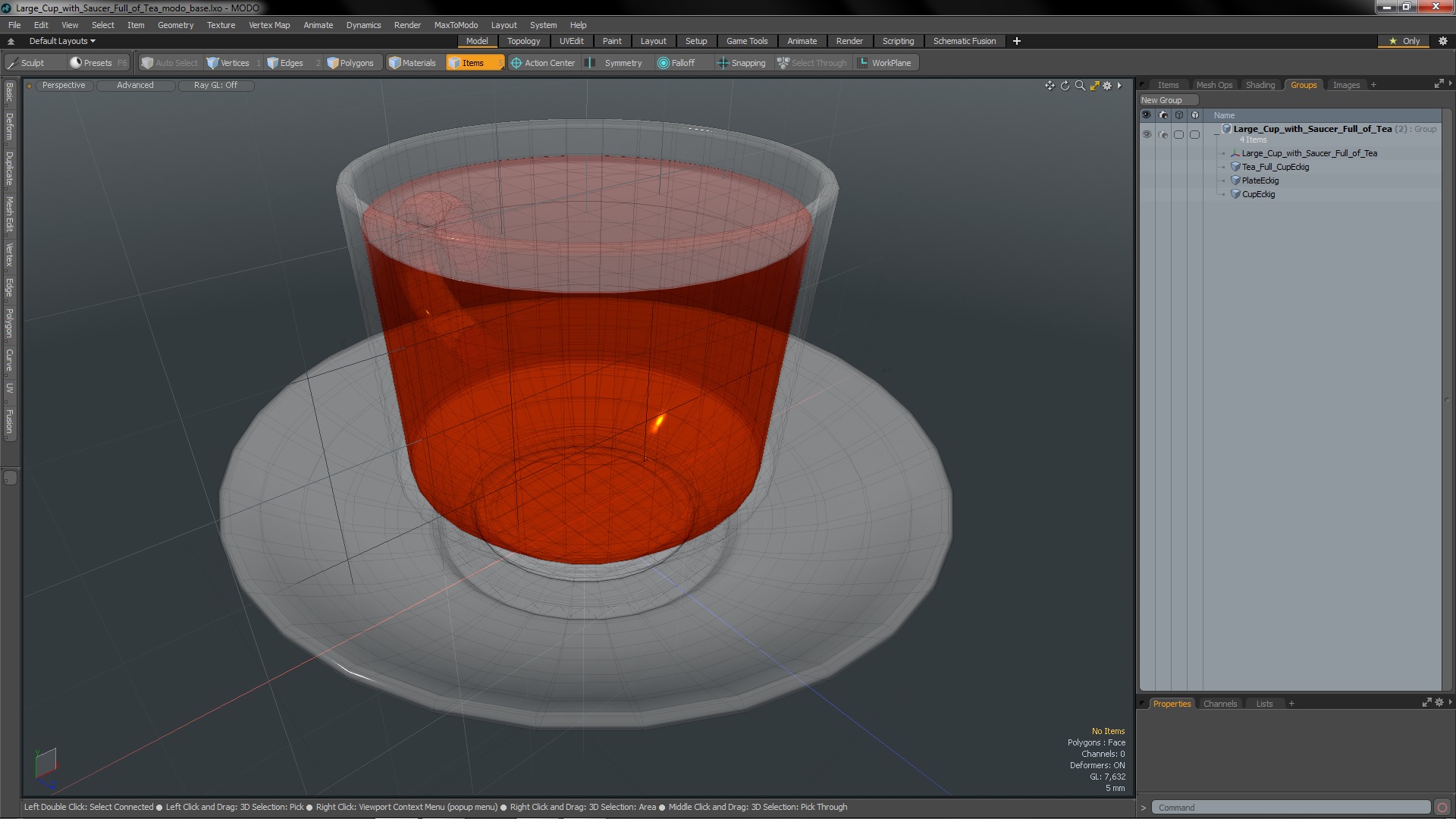 3D Large Cup with Saucer Full of Tea model