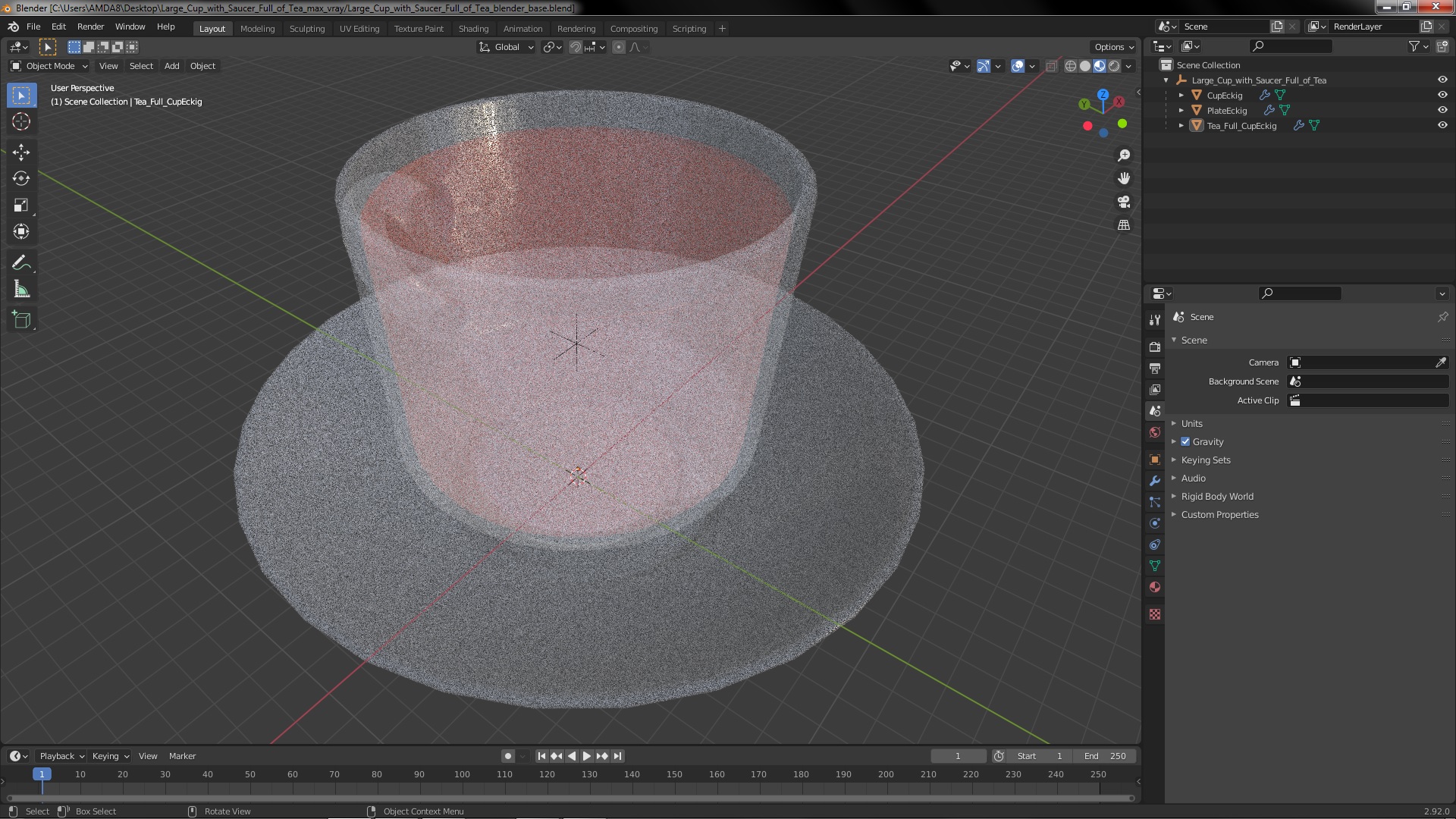 3D Large Cup with Saucer Full of Tea model
