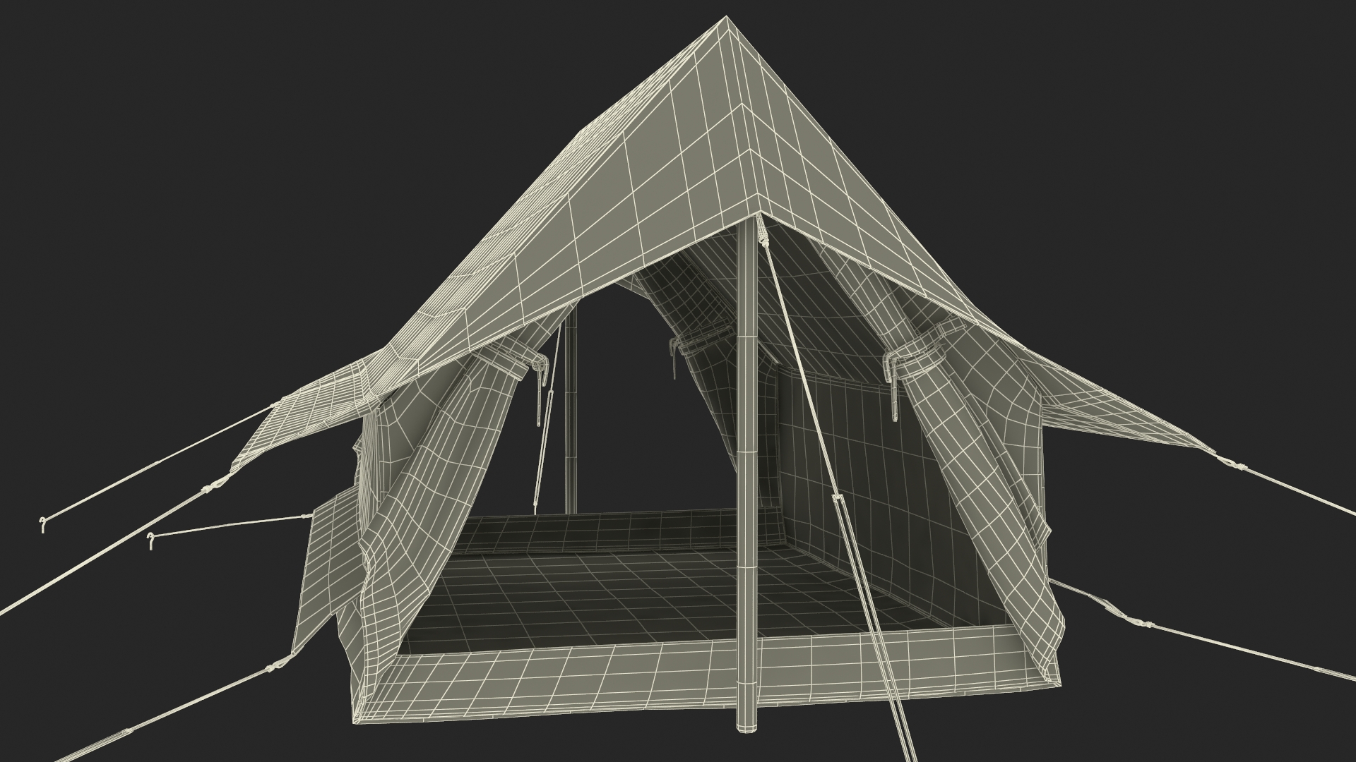 Vintage Sand Color Scout Tent Open 3D model