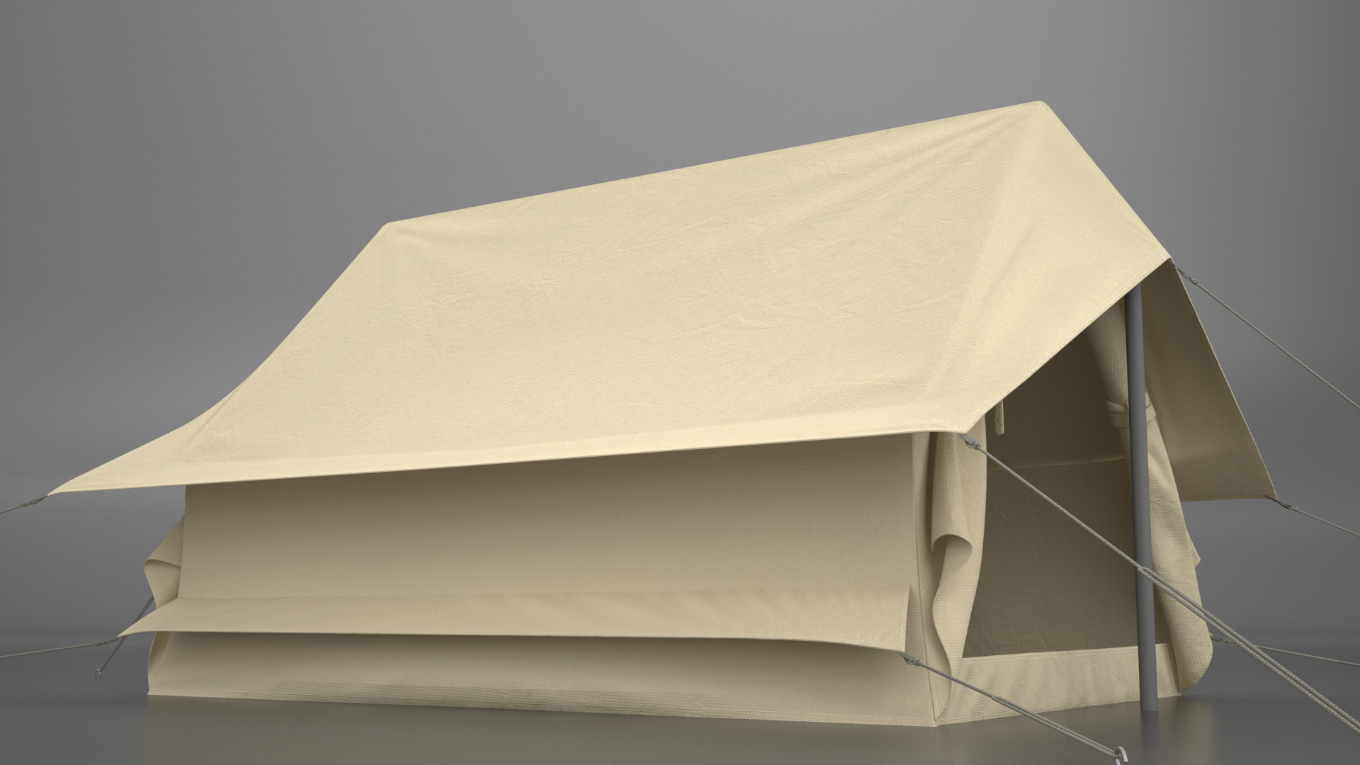Vintage Sand Color Scout Tent Open 3D model