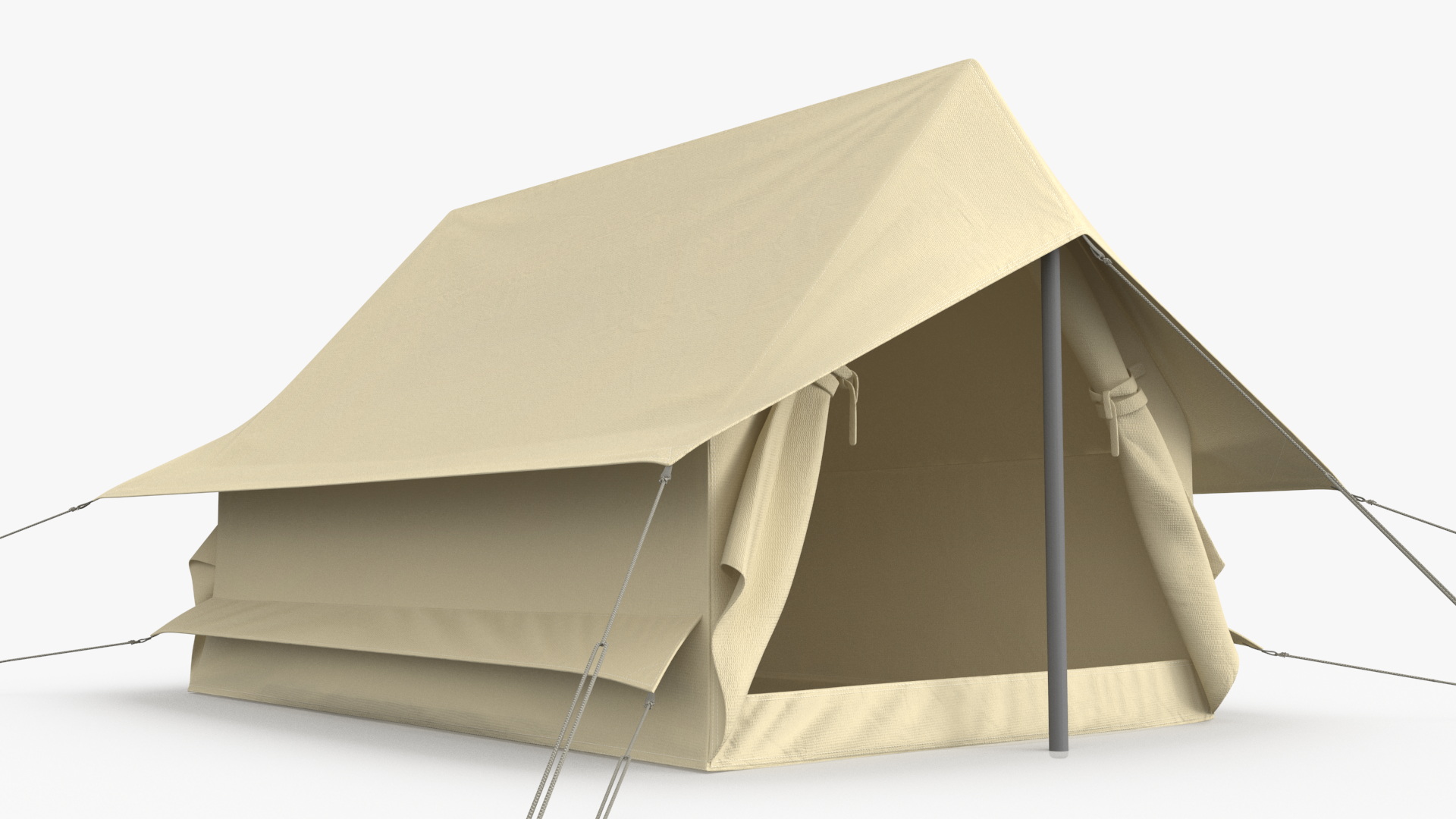 Vintage Sand Color Scout Tent Open 3D model