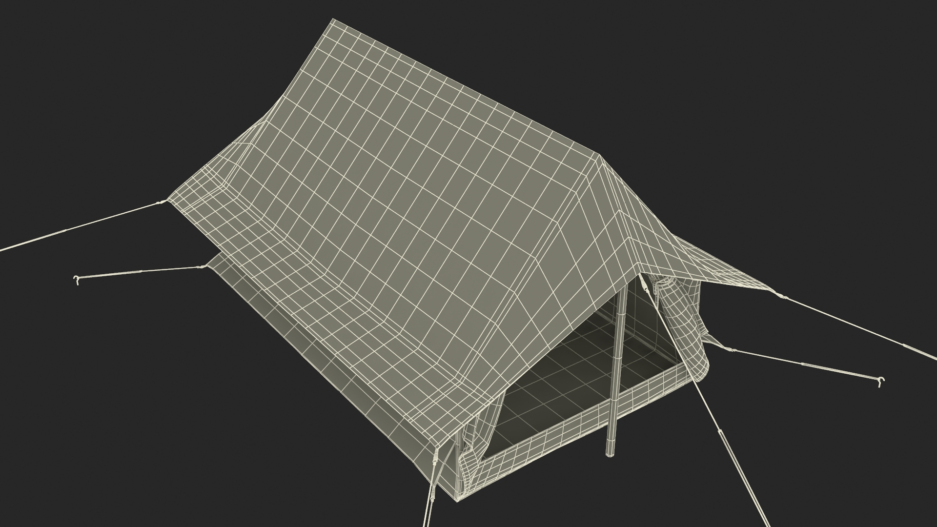 Vintage Sand Color Scout Tent Open 3D model