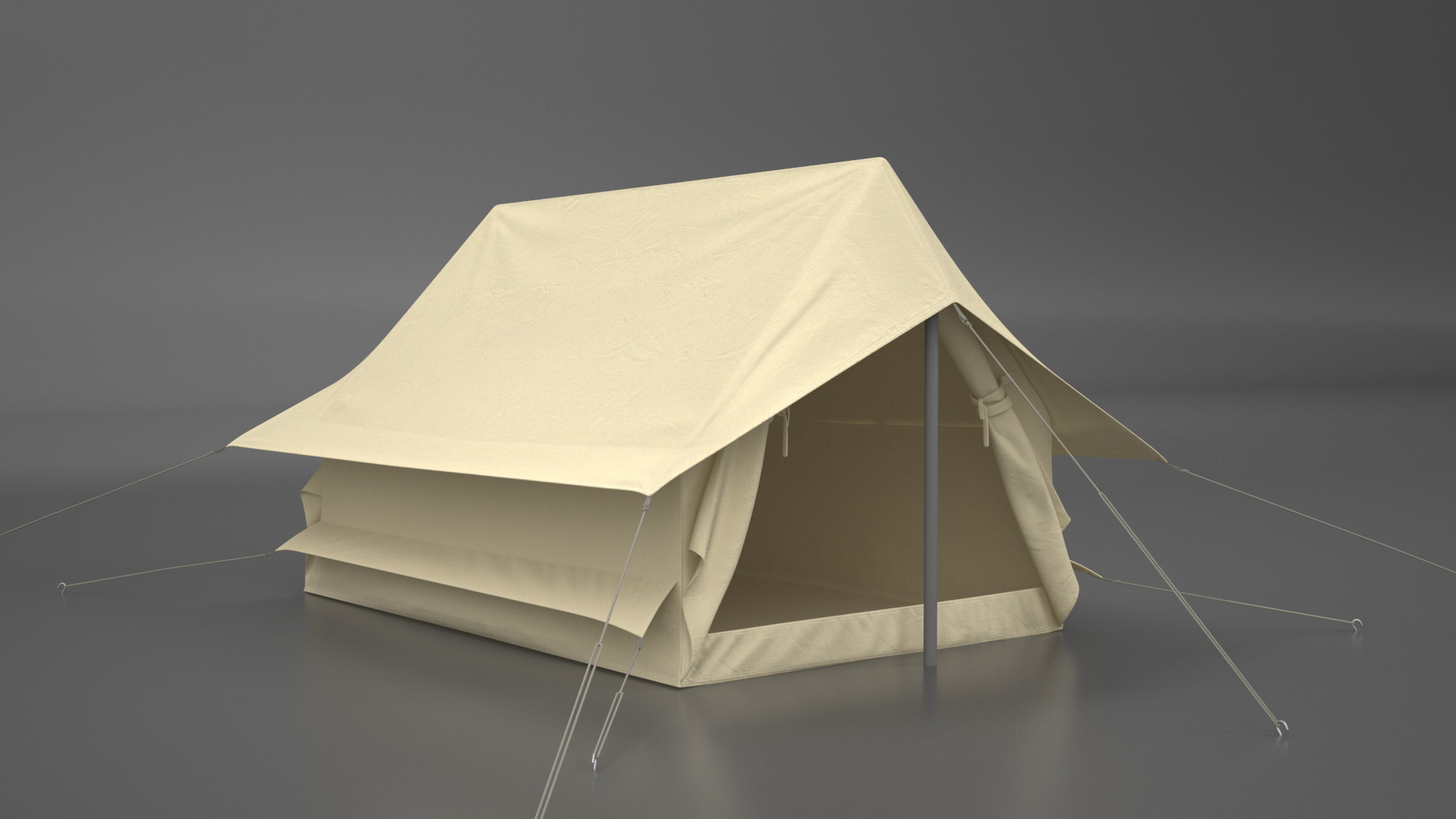 Vintage Sand Color Scout Tent Open 3D model